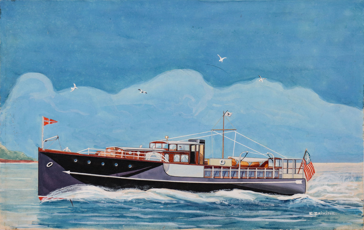 Boat on the Water <br>1930-40s Gouache <br><br>#D0541