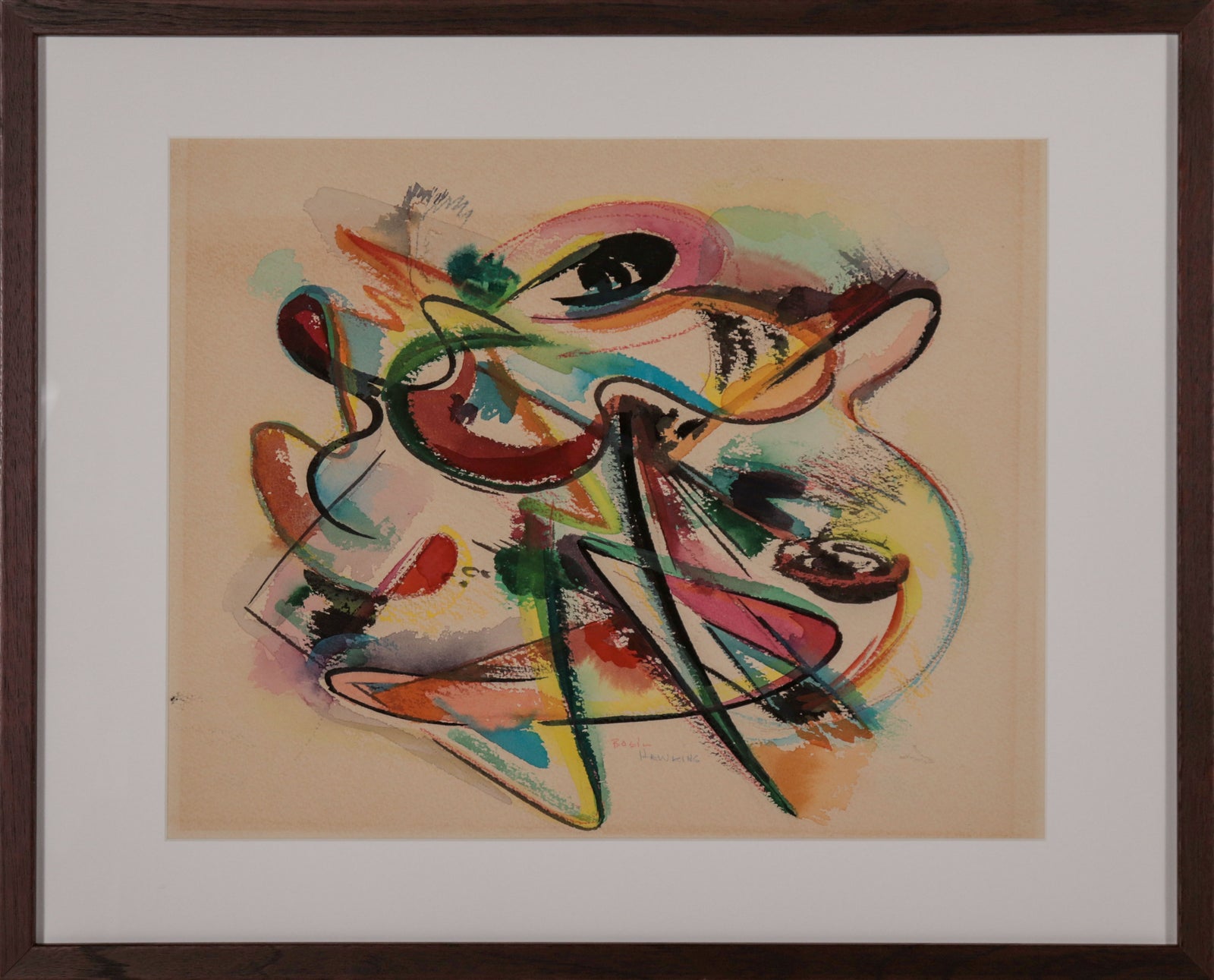 Bright Abstracted Forms <br>1950-60s Mixed Media <br><br>#D0597