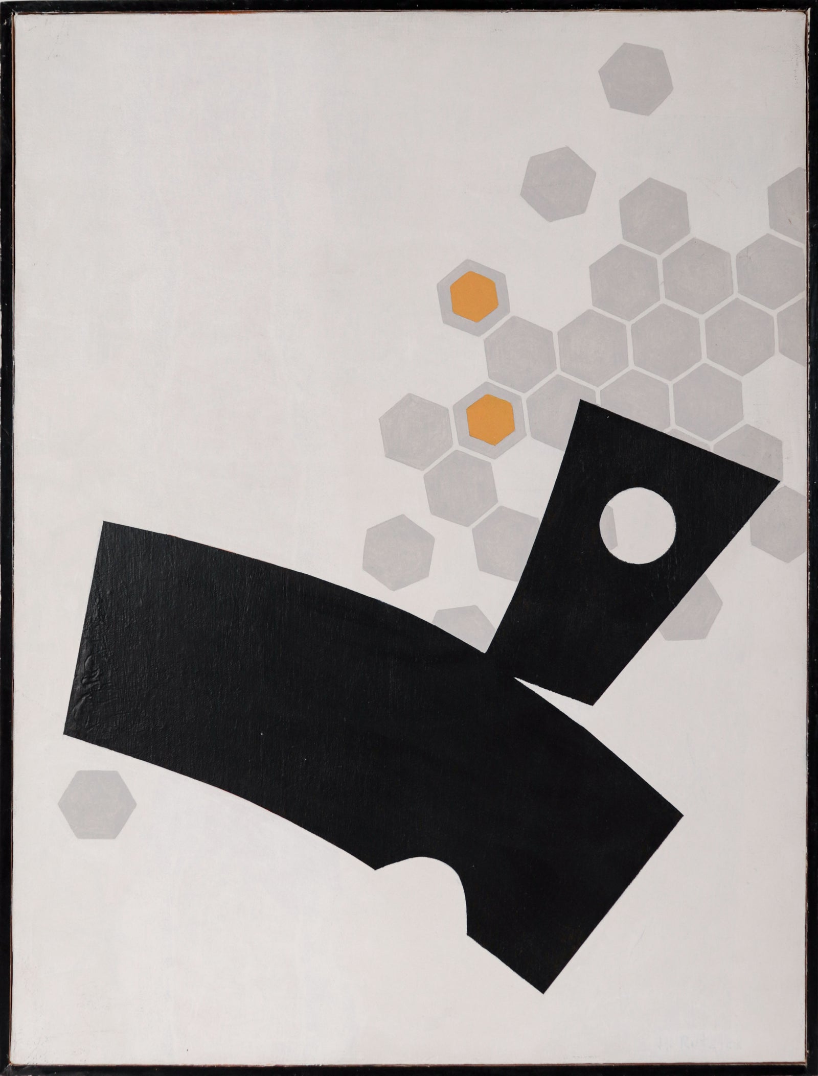Minimalist Abstract with Honeycomb Motif <br>20th Century Acrylic <br><br>#D0623