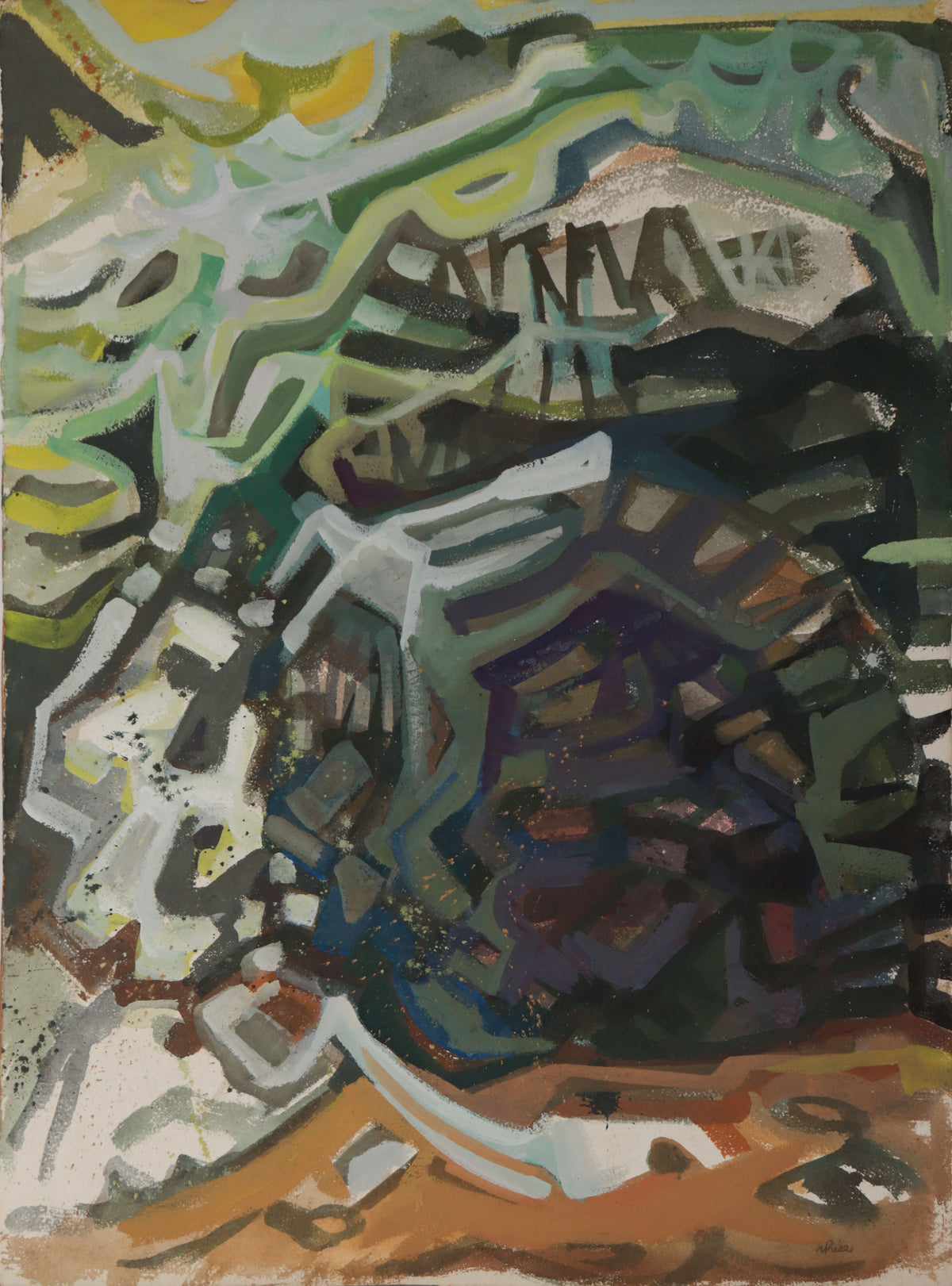 <i>Sea/Sun</i> <br>Mid Century Gouache <br><br>#D0634