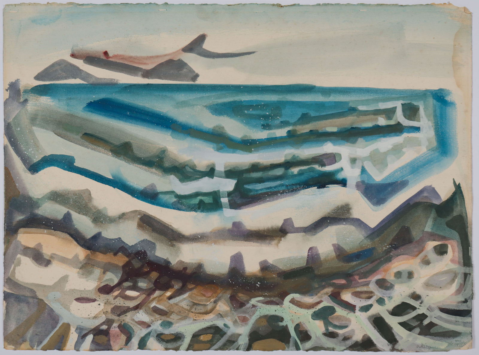 <i>Reflections</I> <br>Mid Century Gouache <br><br>#D0636