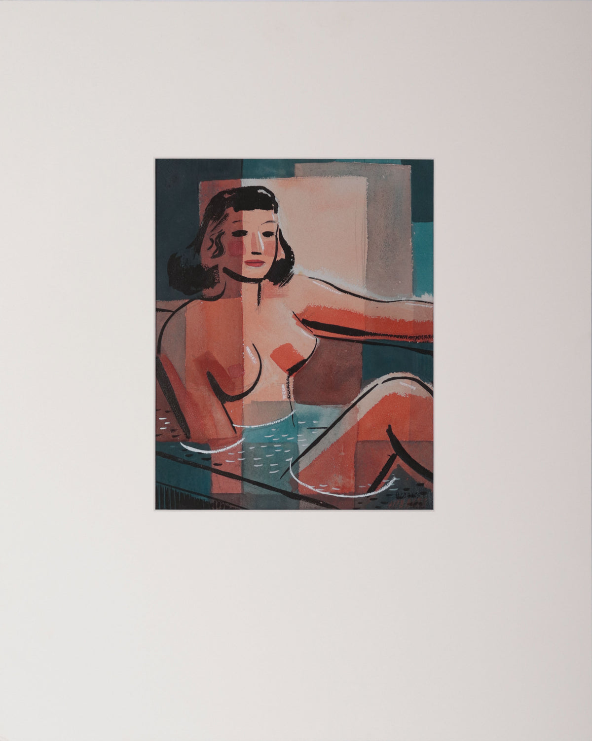 Bathing Nude <br>1949 Gouache <br><br>#D0681