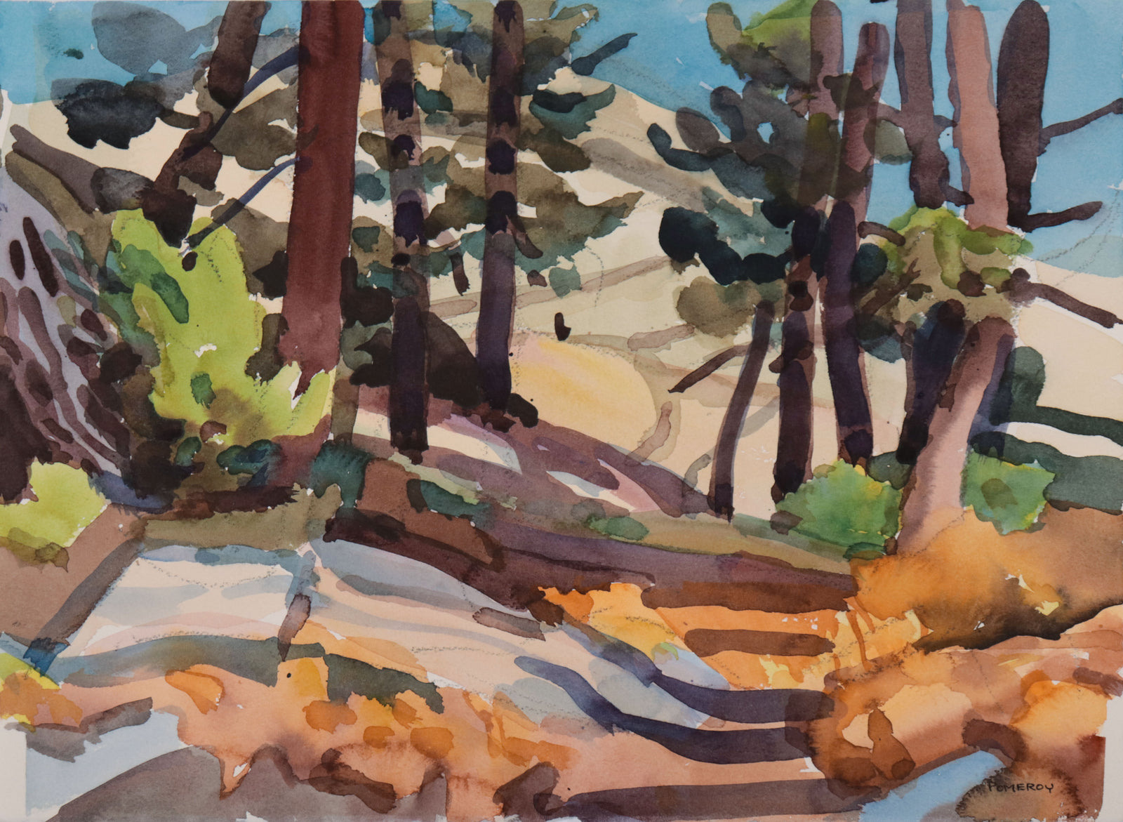 <i>Autumn Silver Lake Country</i> <br>1990s Watercolor <br><br>#D0683