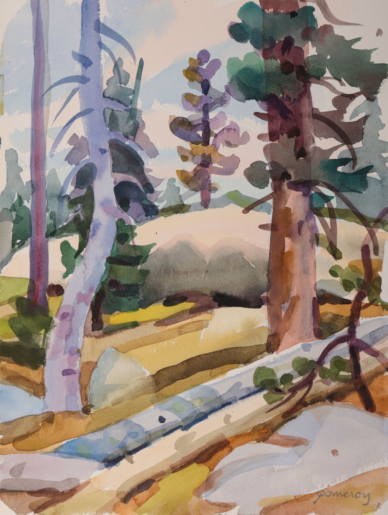 <i>Granite Rocks Woods Above Silver Lake</i> <br>1990s Watercolor <br><br>#D0685