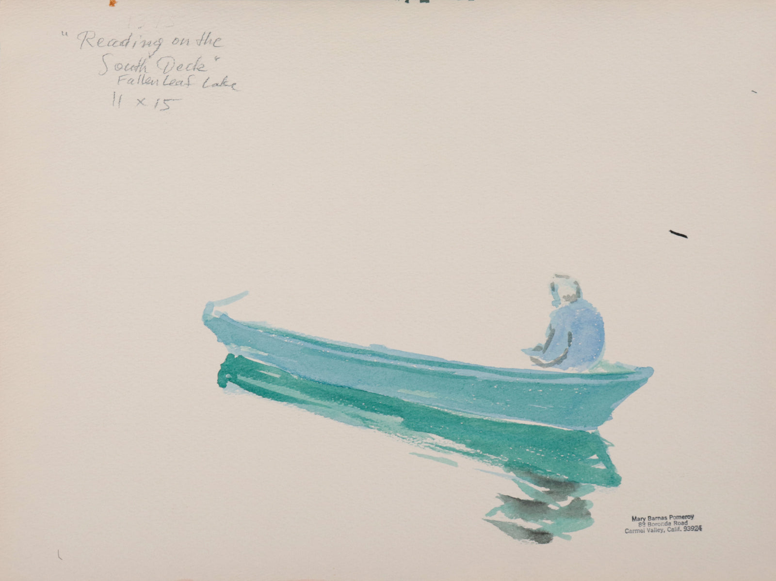 <i>Reading on the South Deck</i> <br>20th Century Watercolor <br><br>#D0696