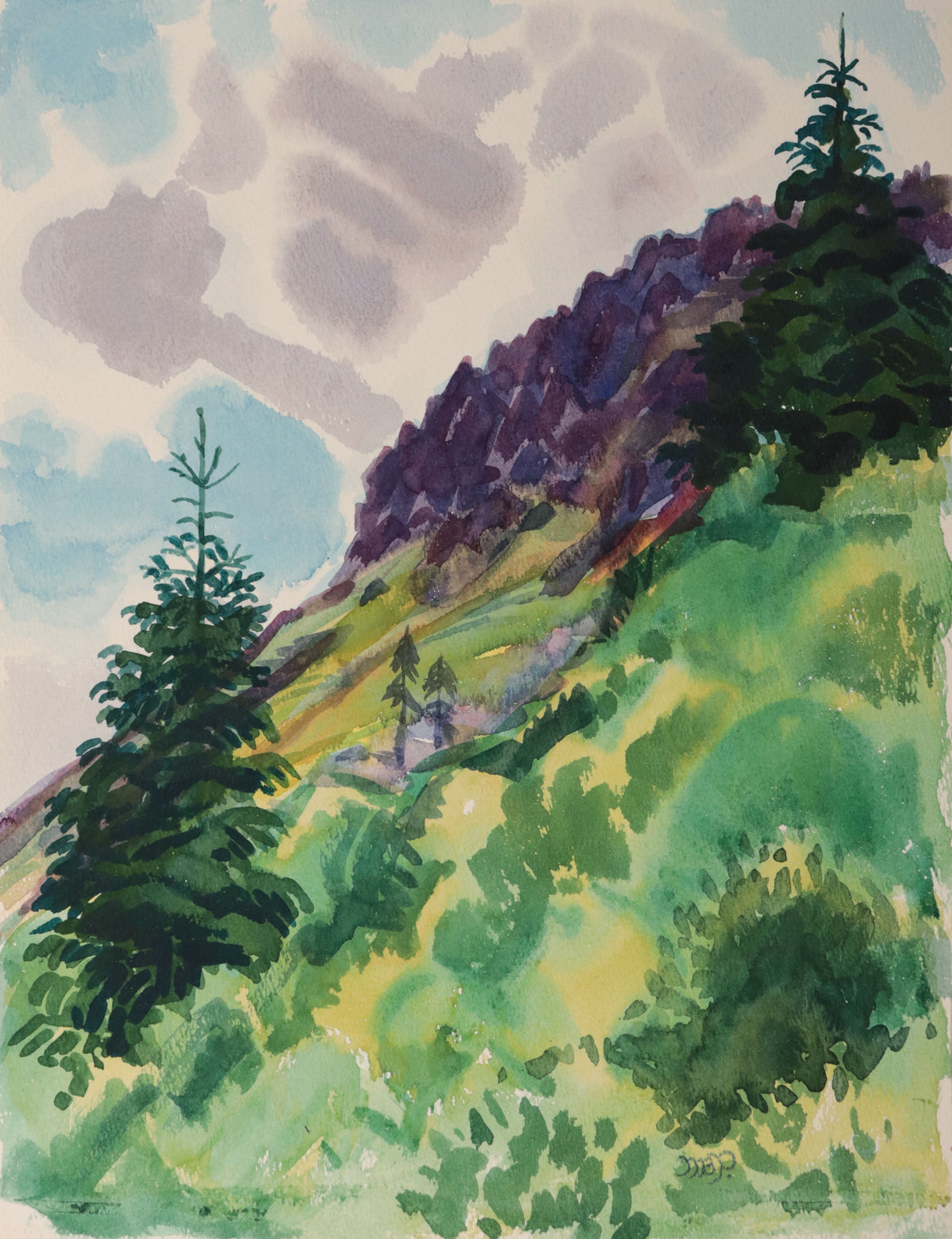 <i>Looking Back from South Deck</i> <br>20th Century Watercolor <br><br>#D0700