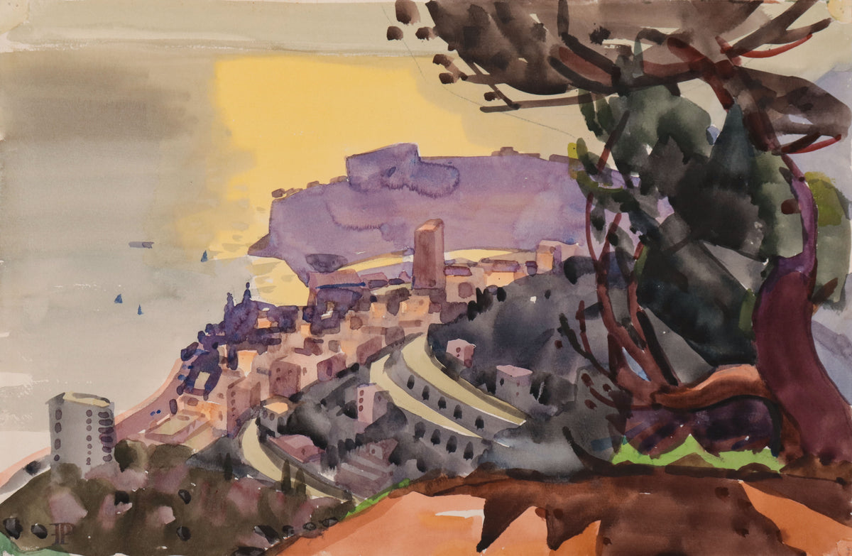 <i>A View of Monaco</i> <br>1964 Watercolor <br><br>#D0701