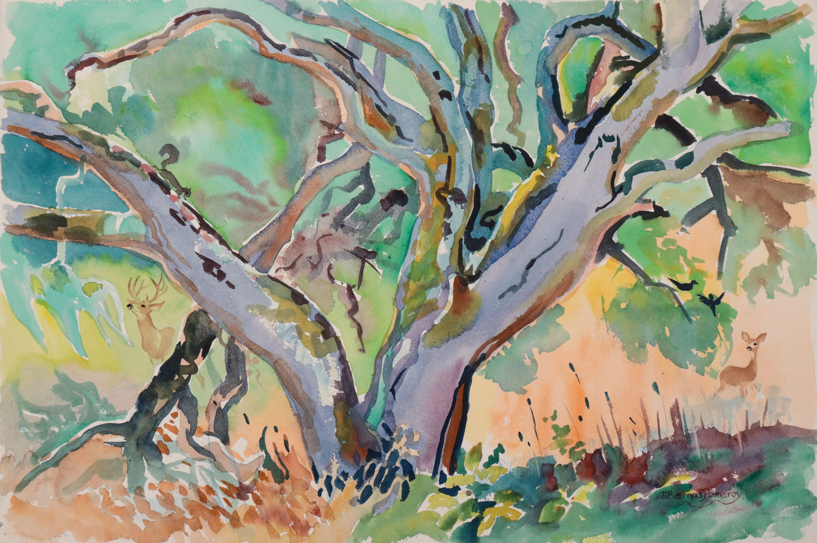 <i>Twin Oaks</i> <br>1981 Watercolor <br><br>#D0704