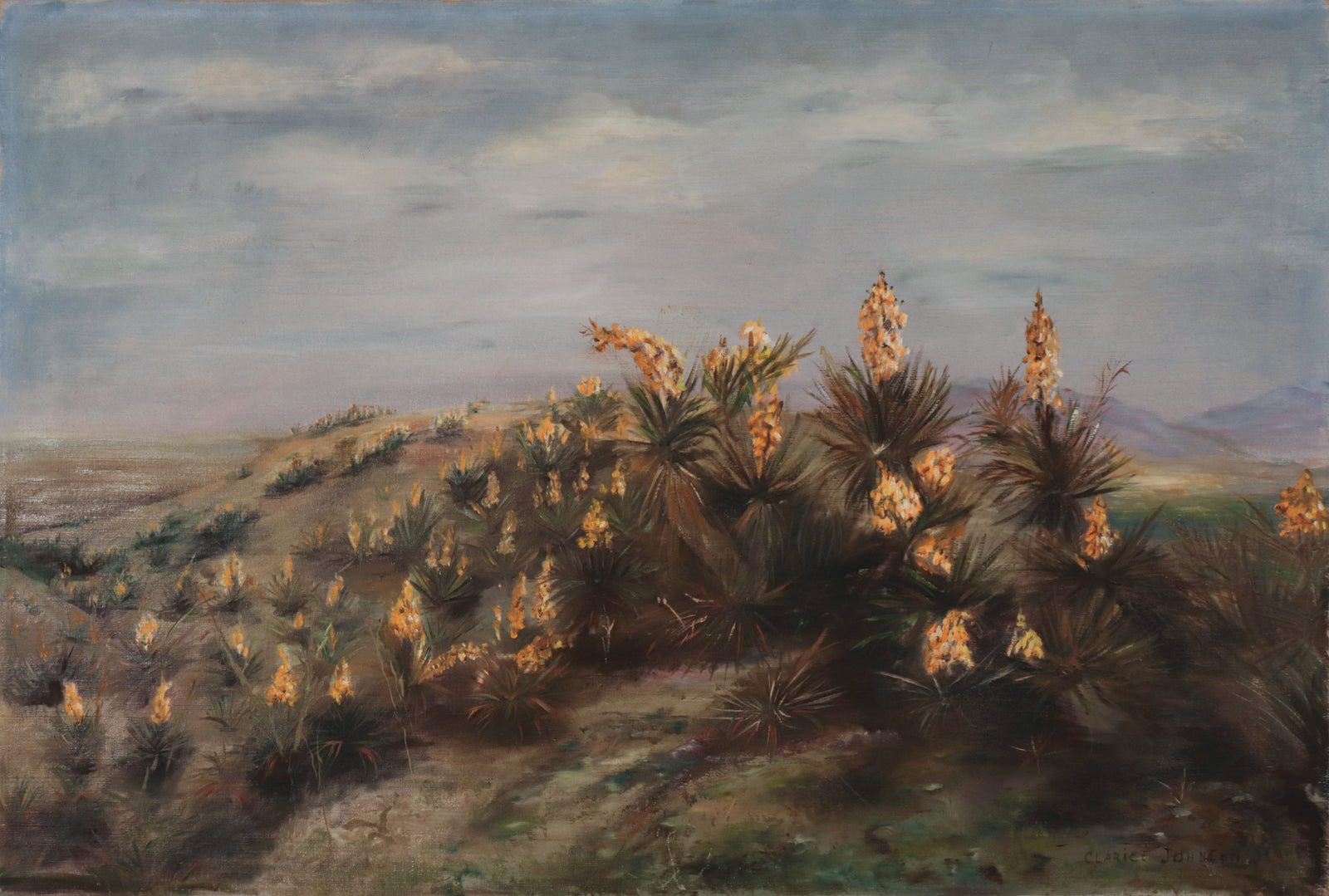 Windy Floral Landscape <br>Mid Century Oil <br><br>#D0727