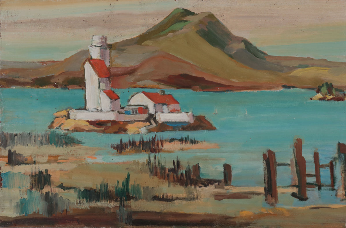 California Farm Scene <br>Mid Century Oil <br><br>#D0730