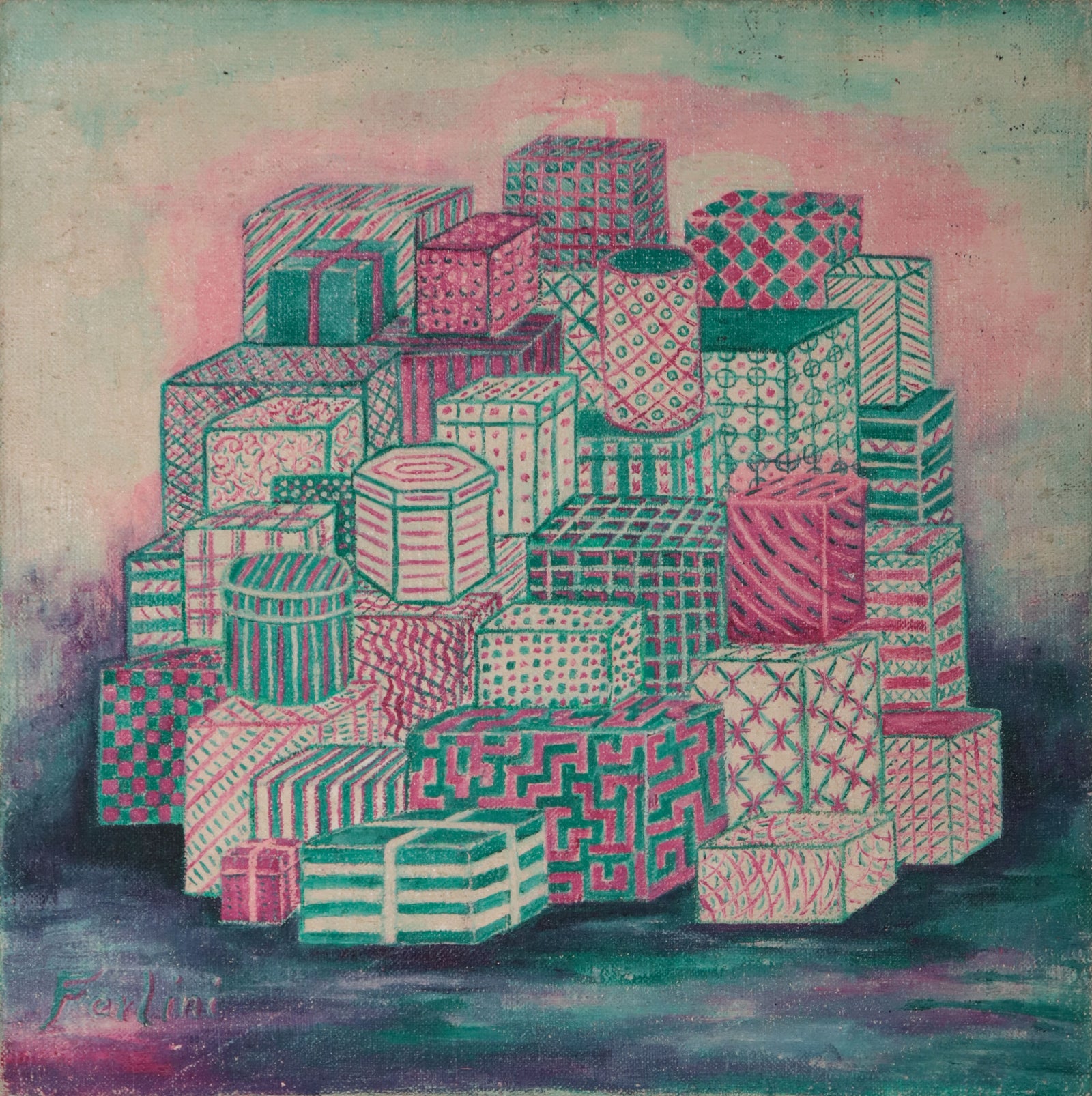 Pink & Green Stacked Boxes <br>#D0743