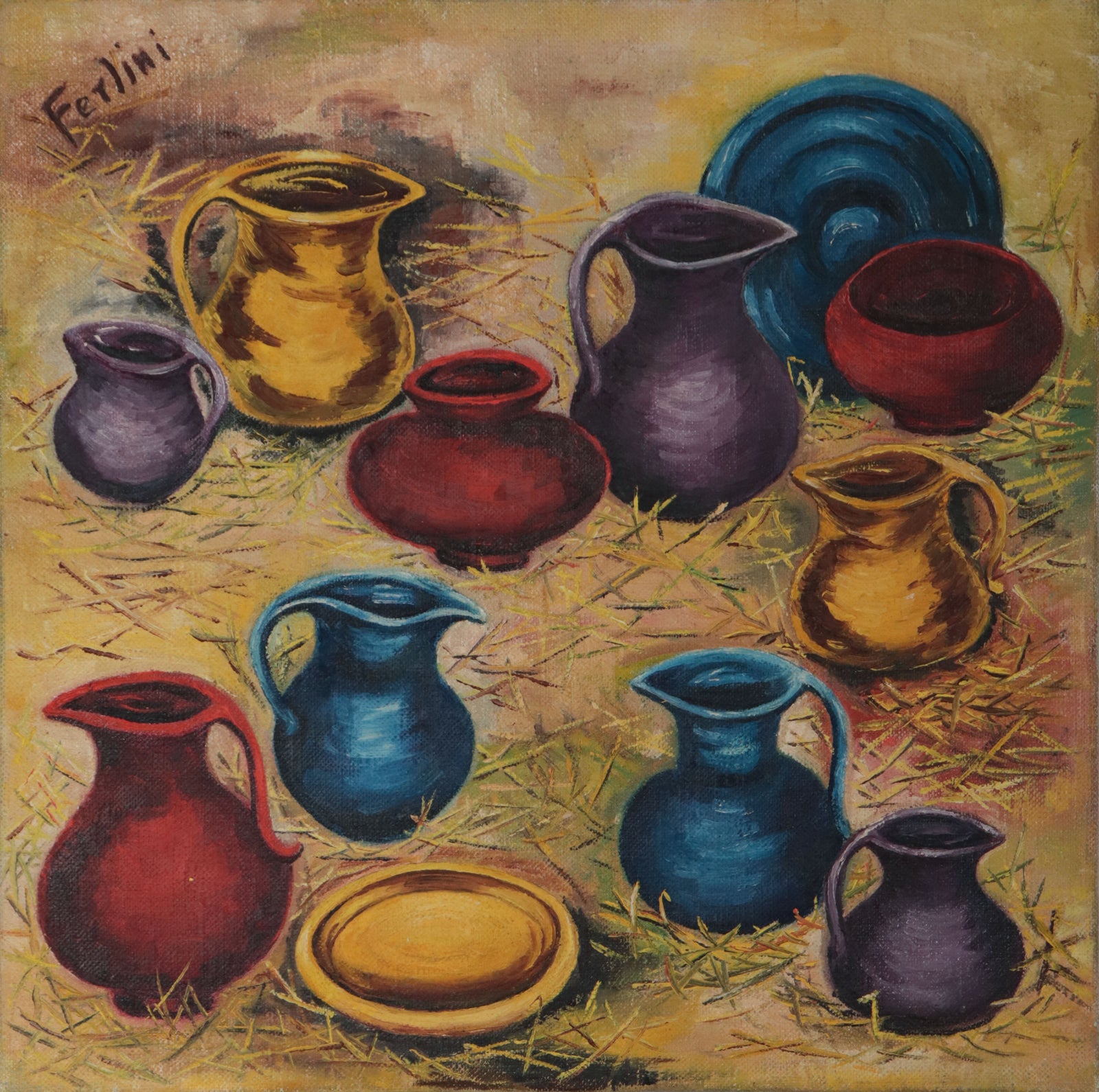 Vessels on Hay <br>1952 Oil <br><br>#D0744