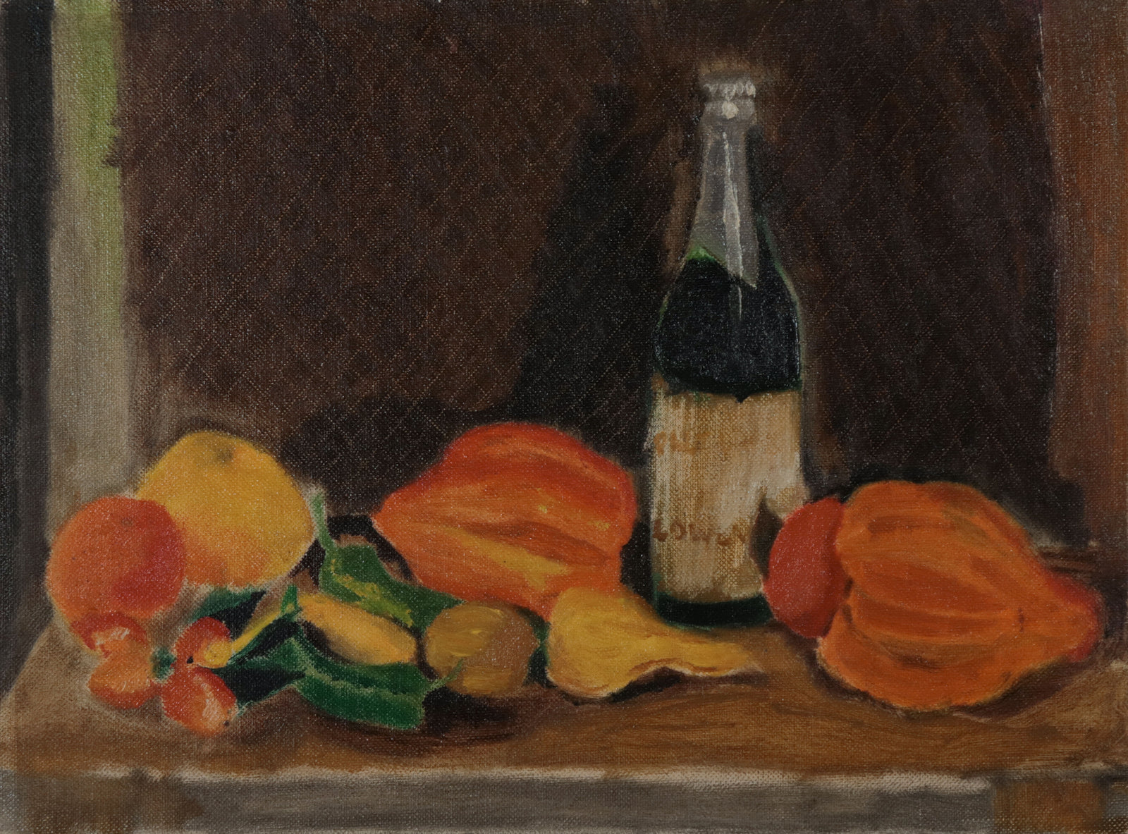 Still Life with Vegetables & Wine <br>1957 Oil <br><br>#D0748