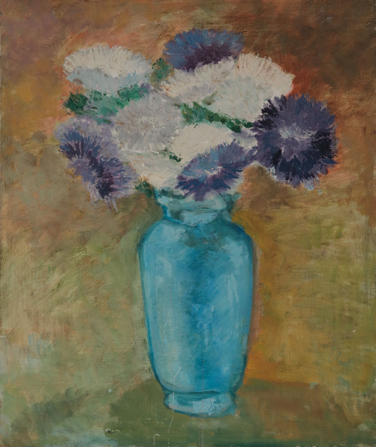 Still Life with Mums <br>1940s Oil <br><br>#D0749