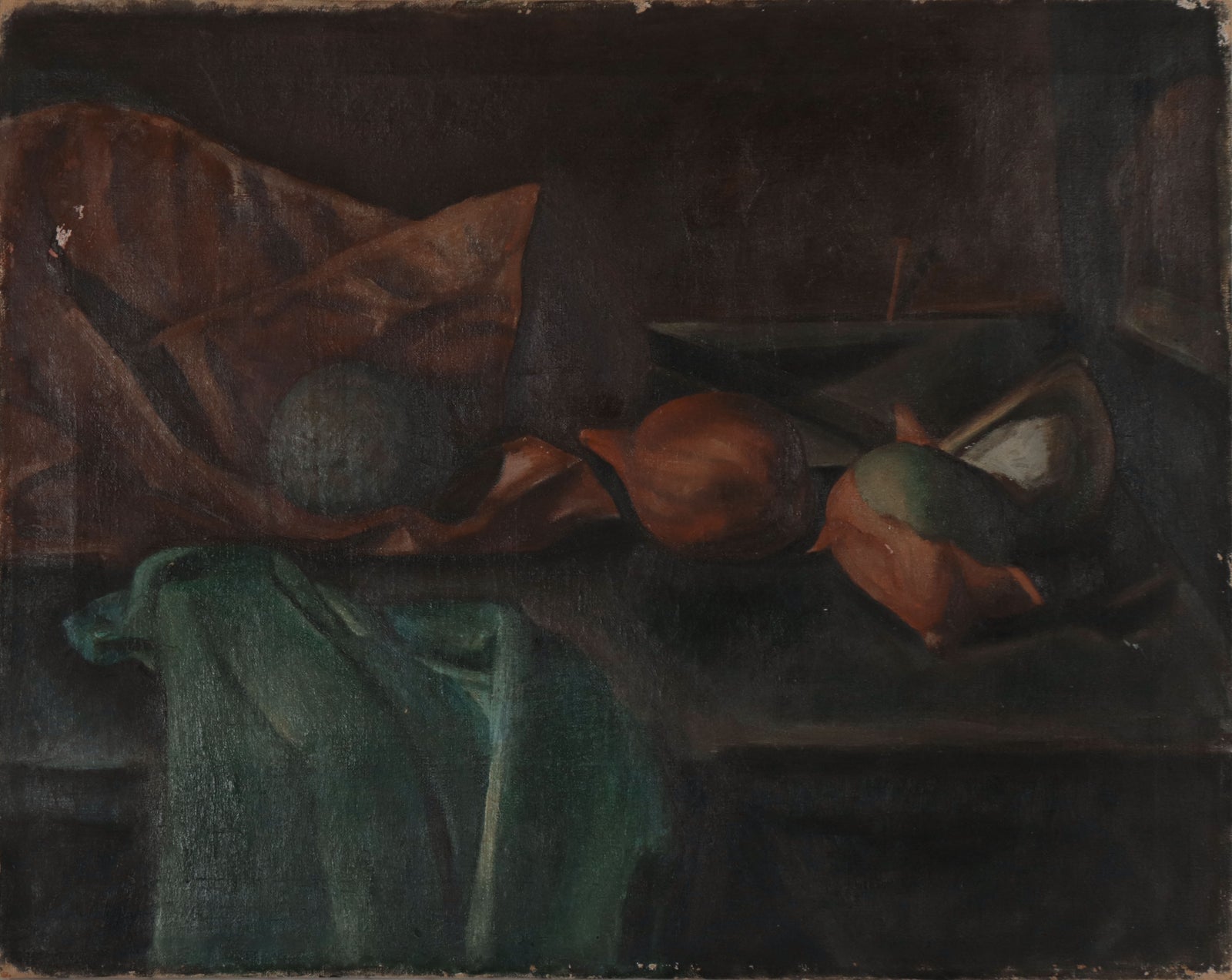 Somber Still Life <br>1940s Oil <br><br>#D0752