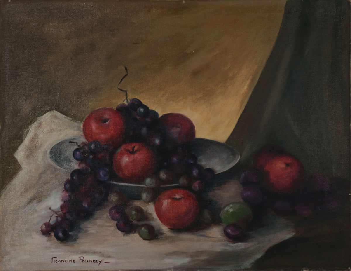 Traditional Fruit Still Life <br>Mid Century Oil <br><br>#D0762