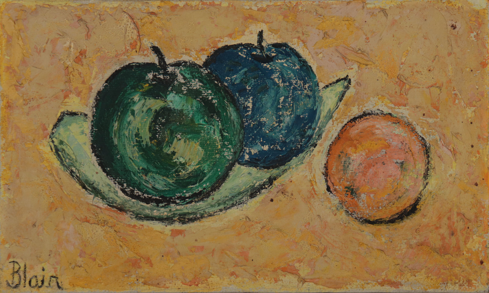 Bright Fruit Still Life <br>1960s Oil <br><br>#D0767