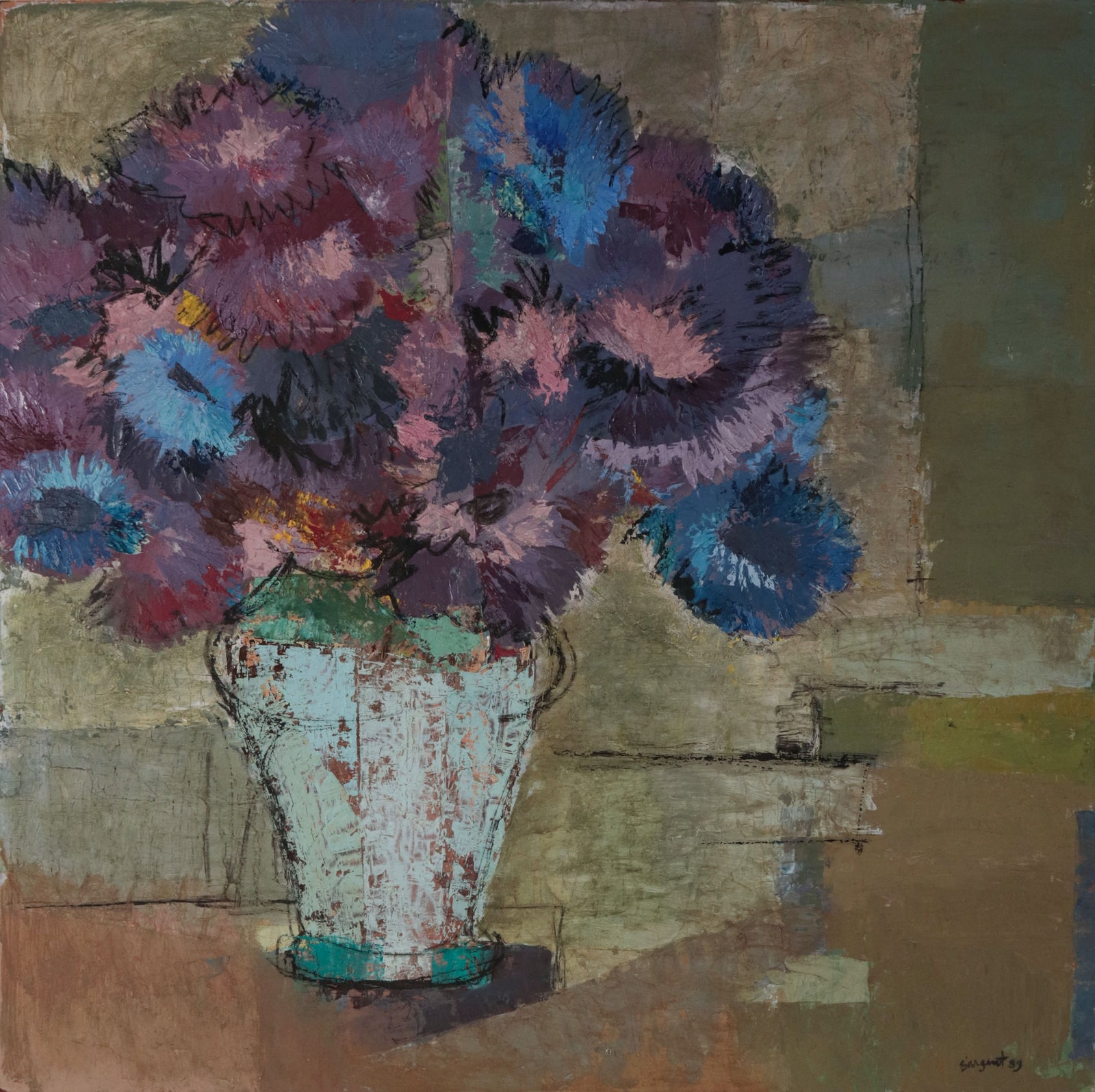<i>Flowers</i> <br>1959 Oil <br><br>#D0771