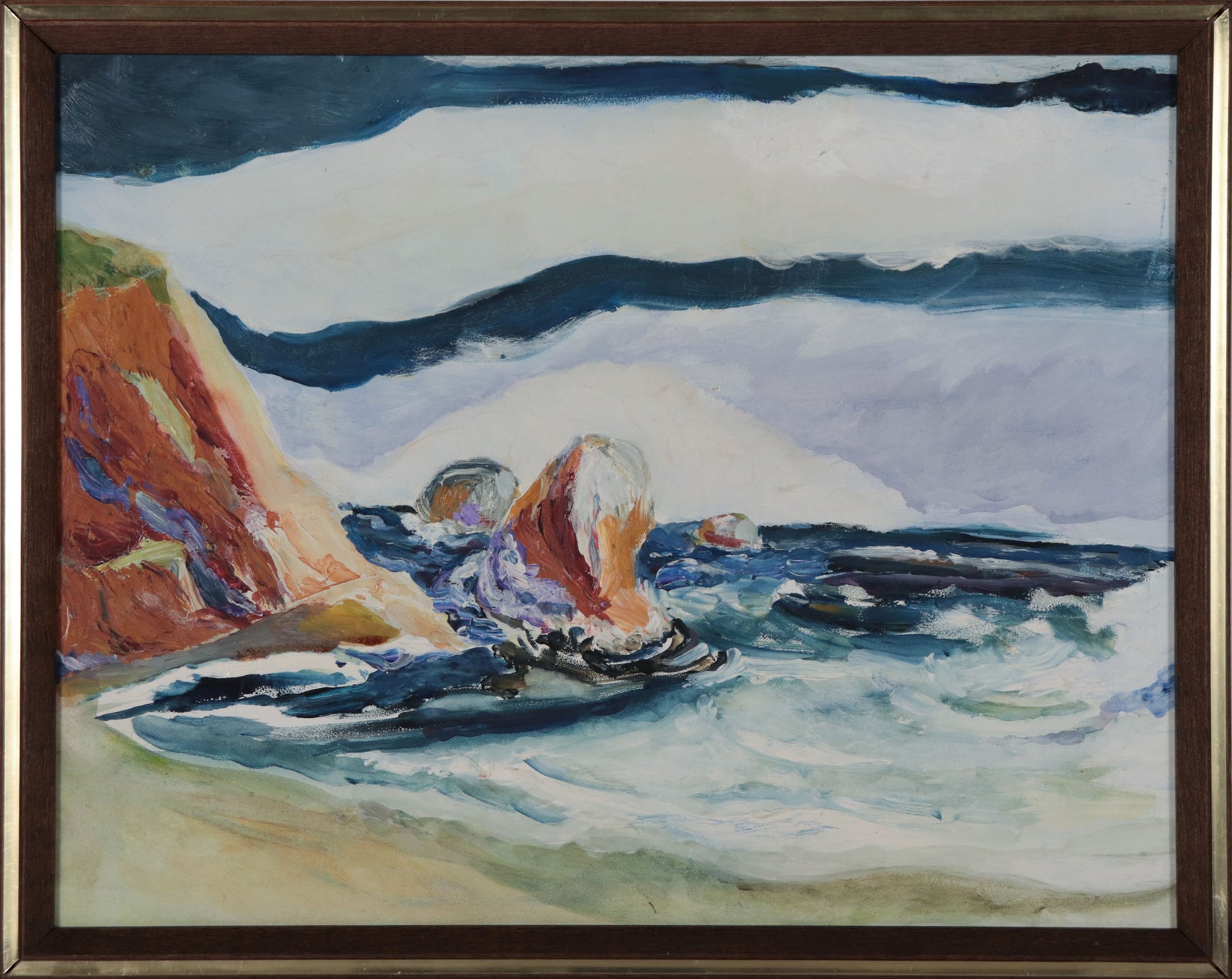 Pacifica Coastline <br>Mid Century Oil & Watercolor <br><br>#D0781