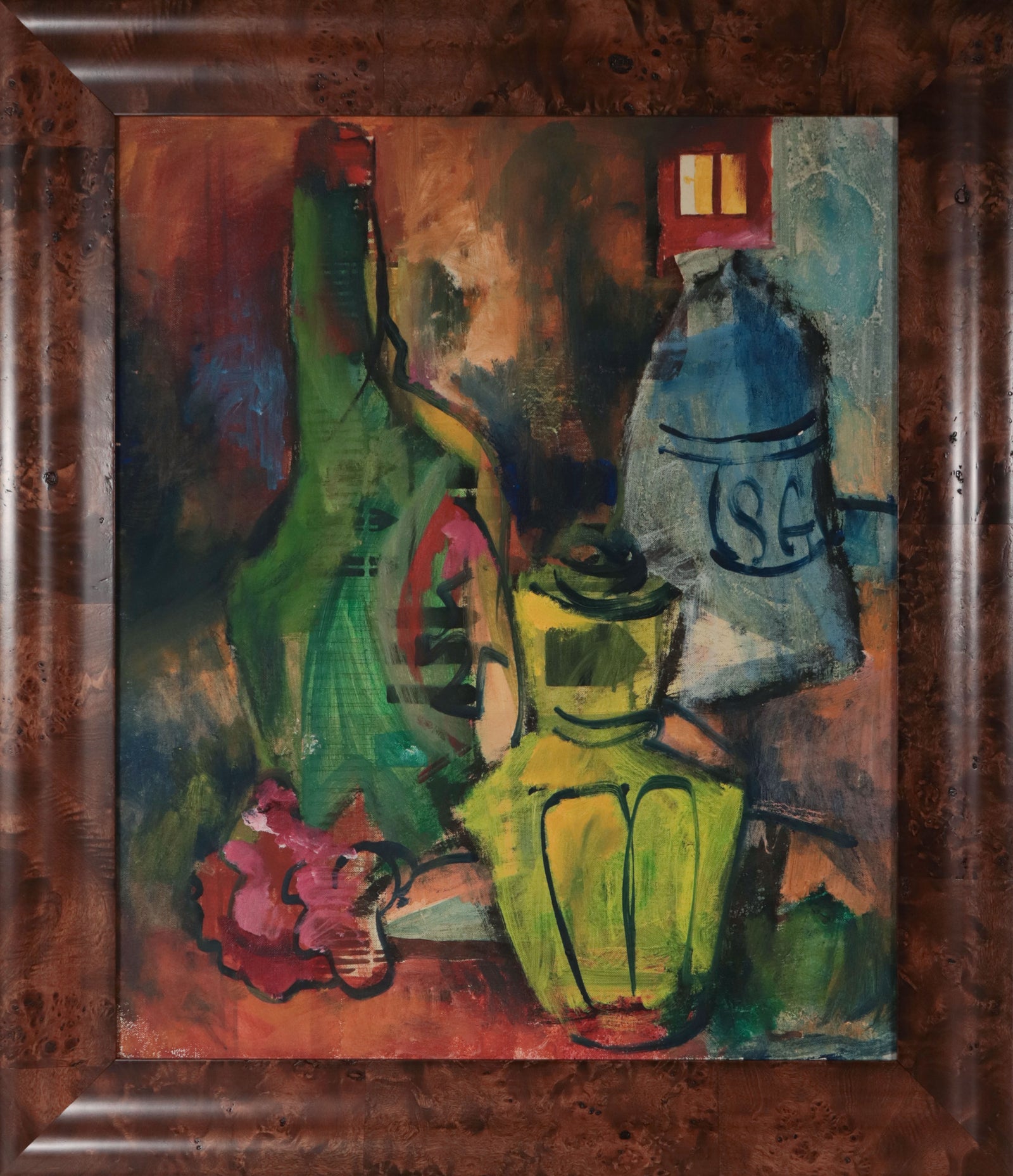 Modernist NYC Still Life <br>1960 Oil <br><br>#D0816