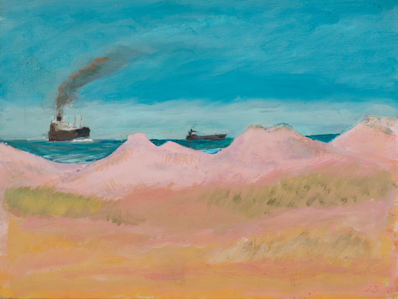 Pink Coastal Dunes <br>1978 Oil <br><br>#D0959
