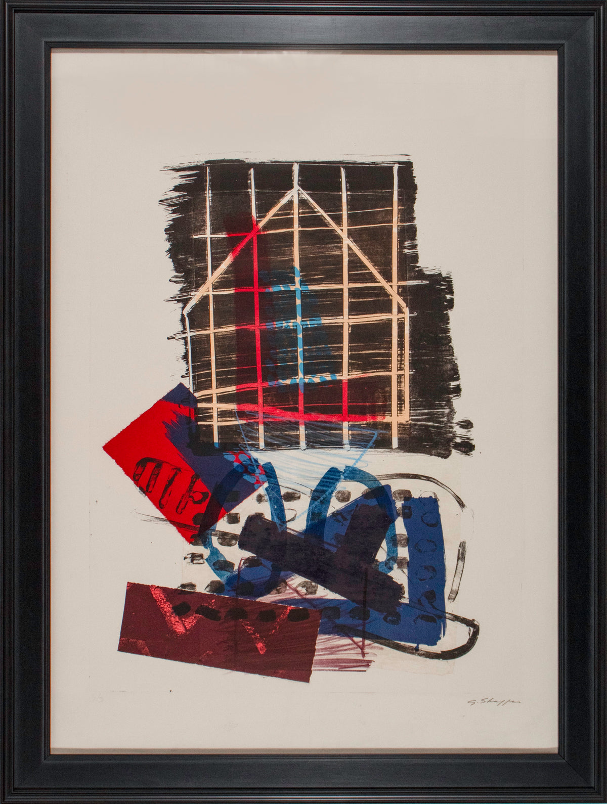 Bold Geometric Abstract <br>1960s Lithograph <br><br>#D1159