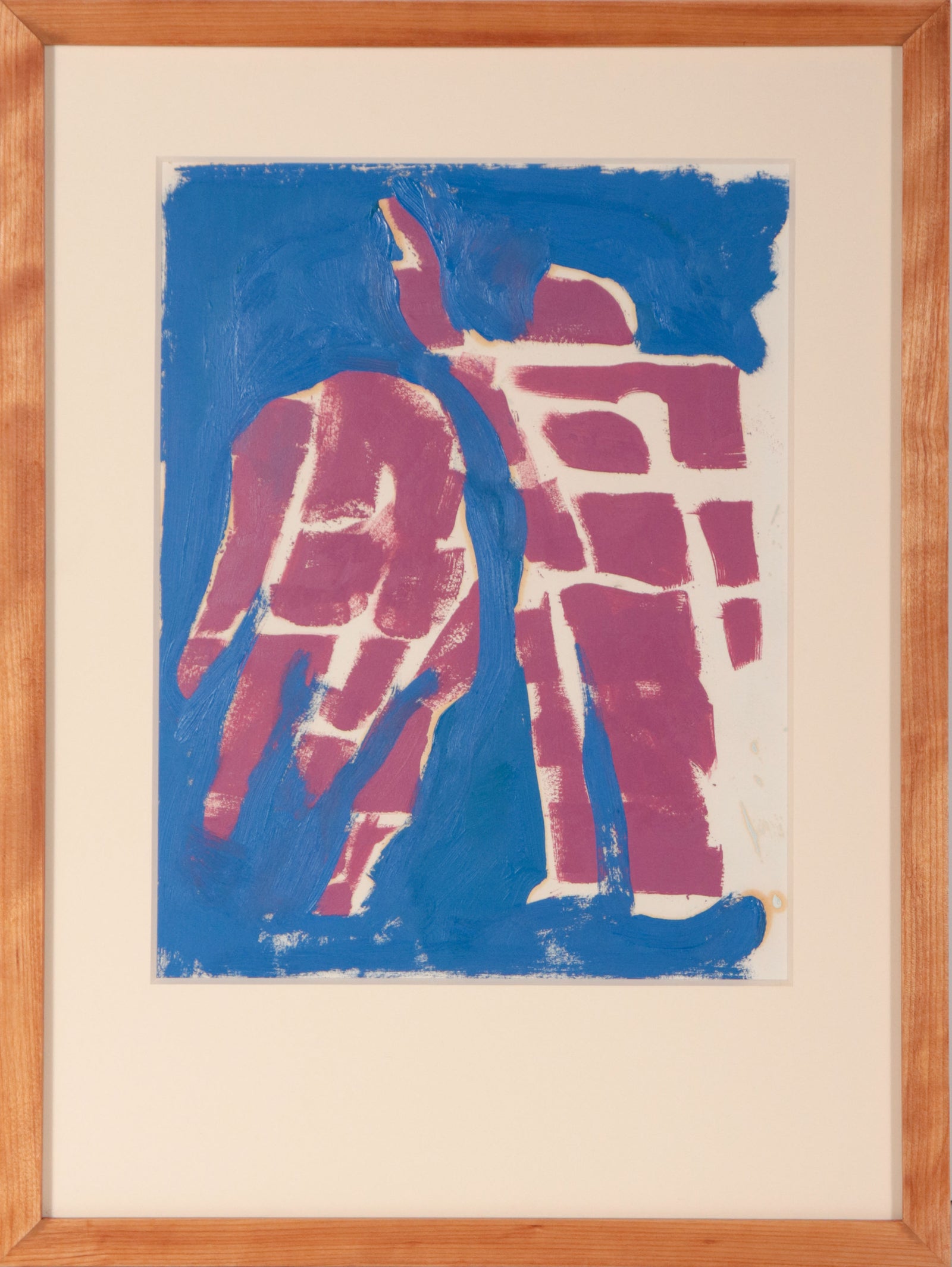 Expressive Abstracted Figures <br>1980s Gouache <br><br>#D1277