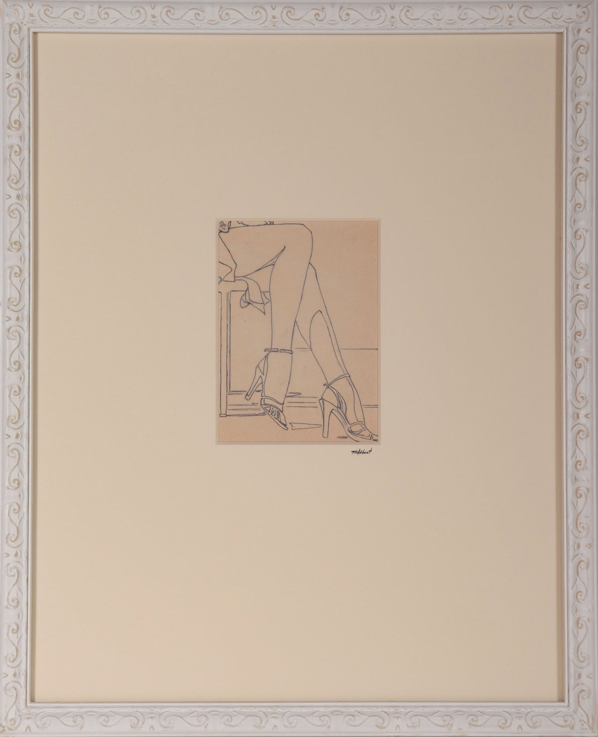 Seated Woman in Heels <br>1960s-70s Pen <br><br>#D1284