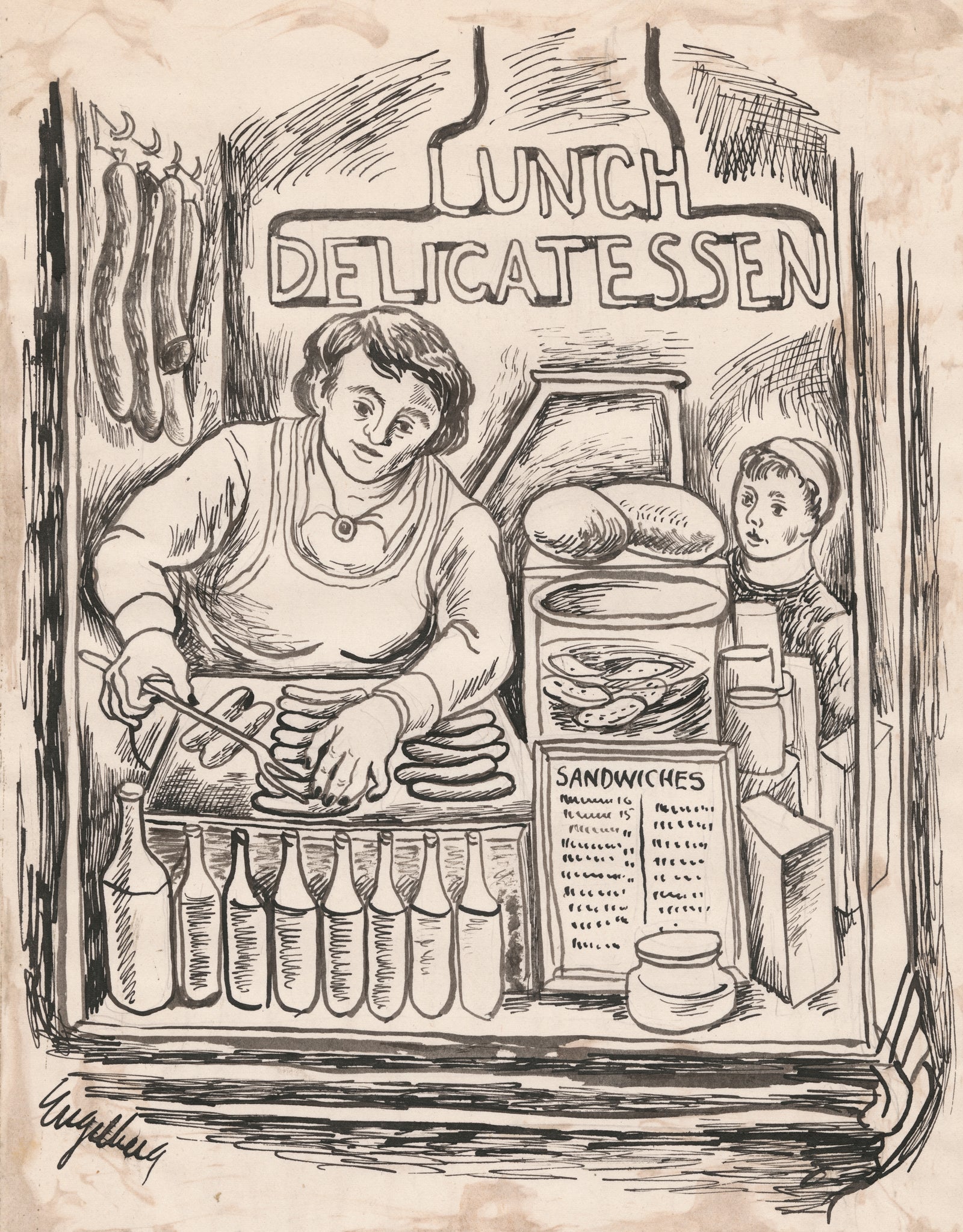 1930's New York Deli Scene <br>1930's Ink <br><br>#E012