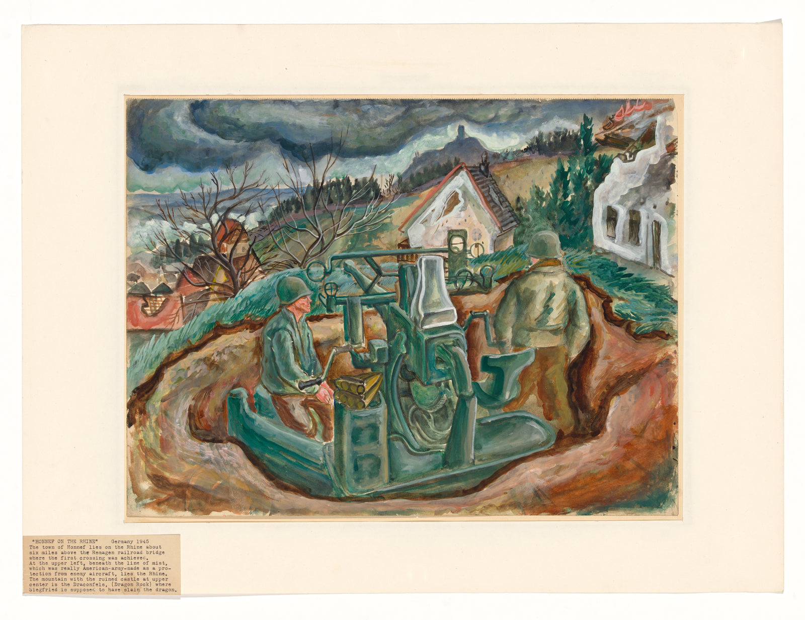 <I>Honnef on the Rhine</I> <br>1945 Goauche <br><br>#E095