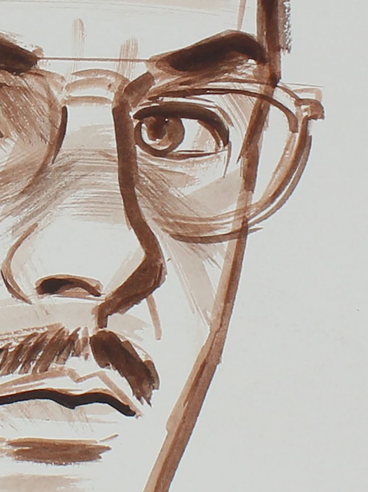 Self Portrait of the Artist in Glasses <br>1940-50s Watercolor<br><br>#0024