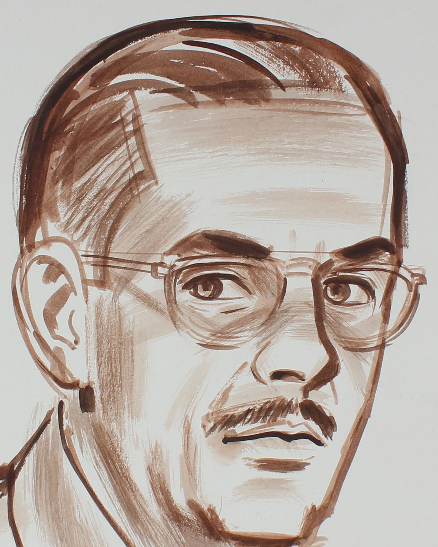 Self Portrait of the Artist in Glasses <br>1940-50s Watercolor<br><br>#0024