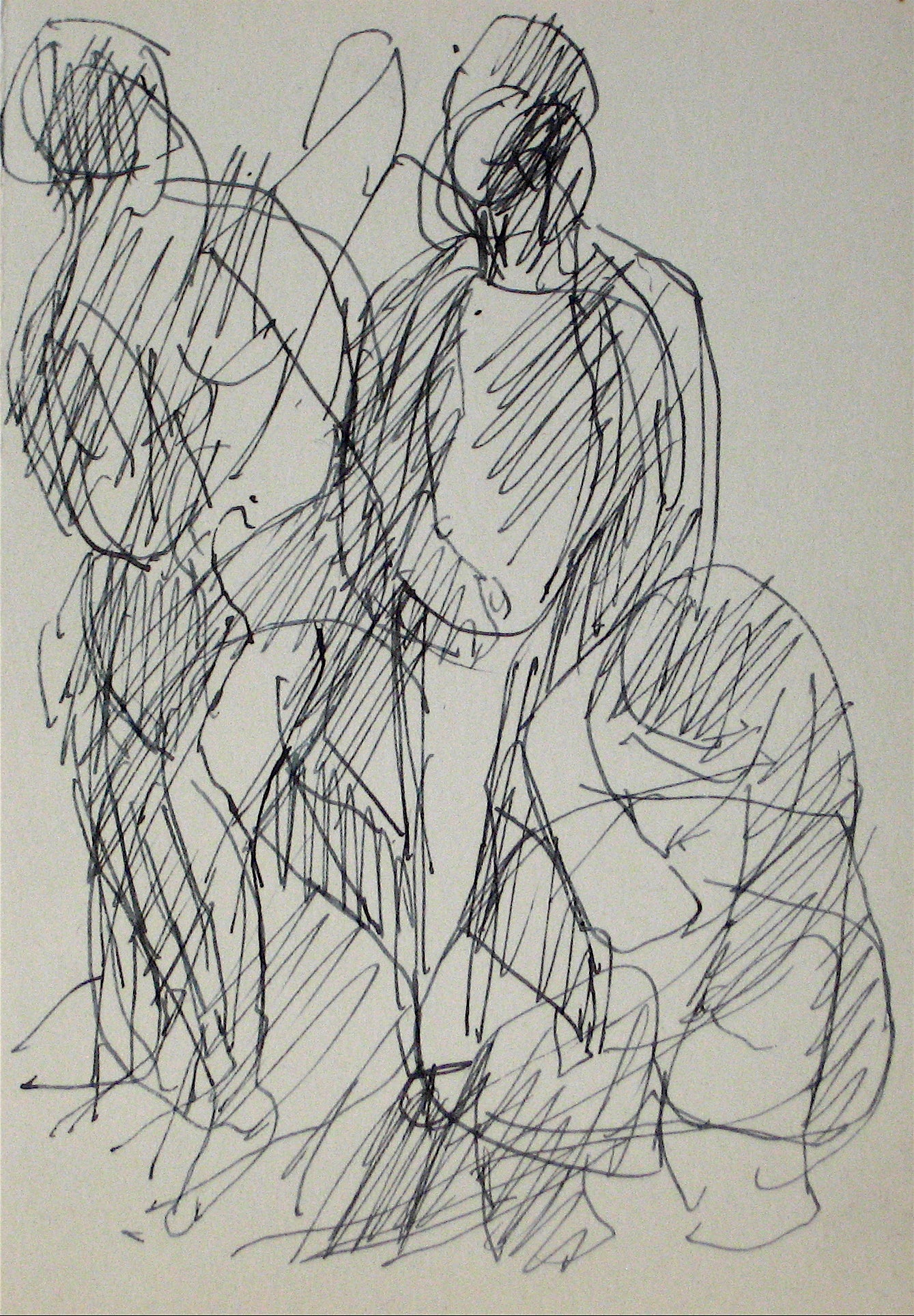Expressionist Figure Trio <br>Early-Mid 20th Century Ink <br><br>#12831
