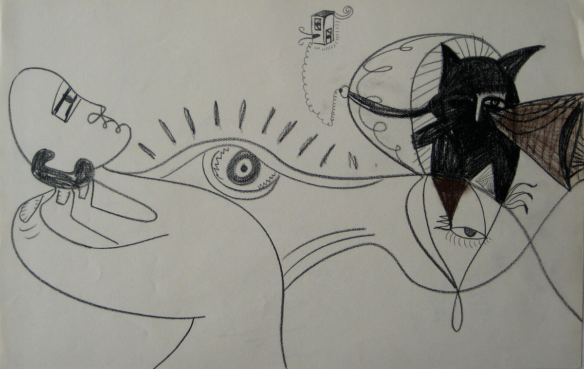 Surrealist Scene &lt;br&gt;20th Century Graphite and Pastel&lt;br&gt;&lt;br&gt;#16725