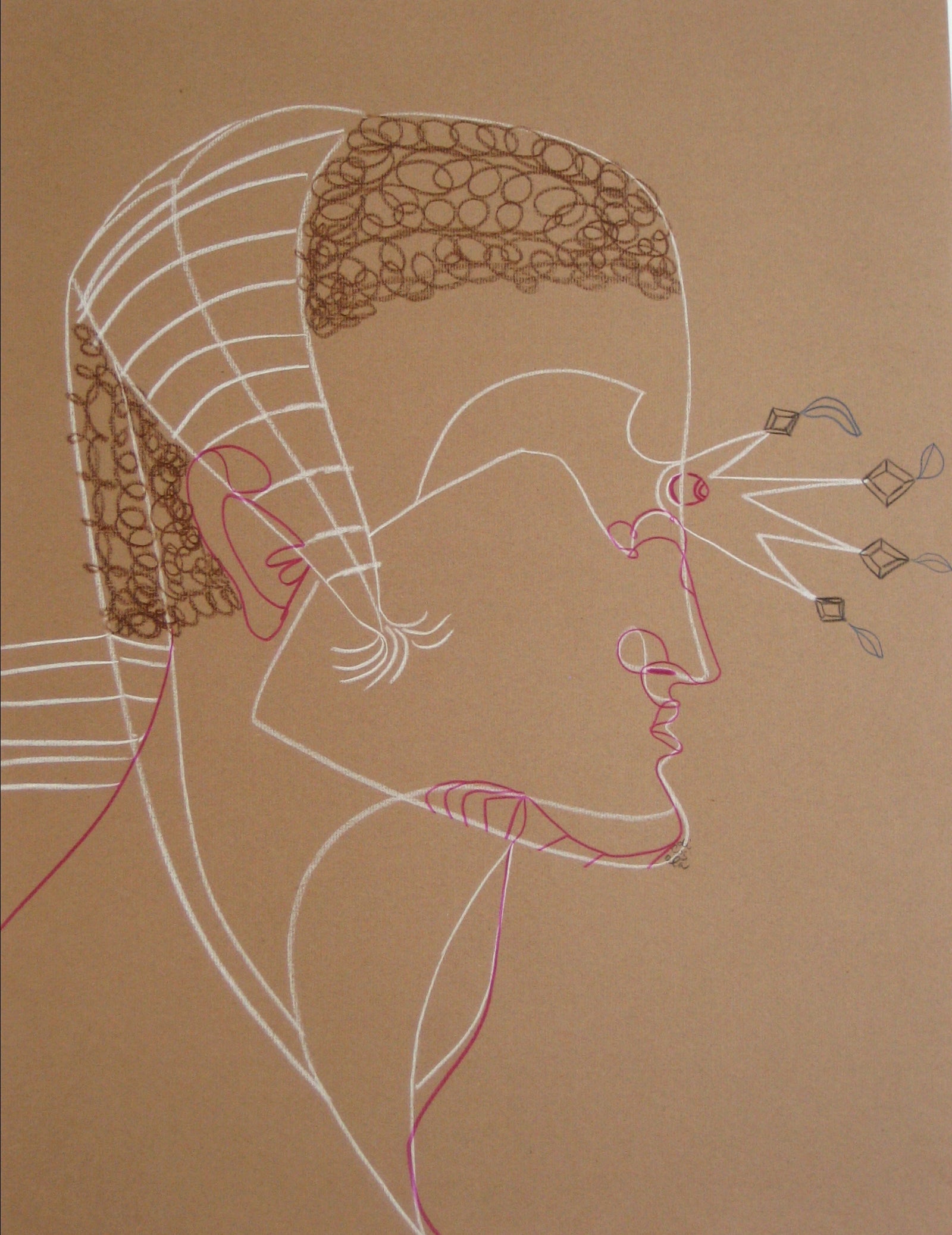 Intense Gaze <br>20th Century Mixed Media <br><br>#17032