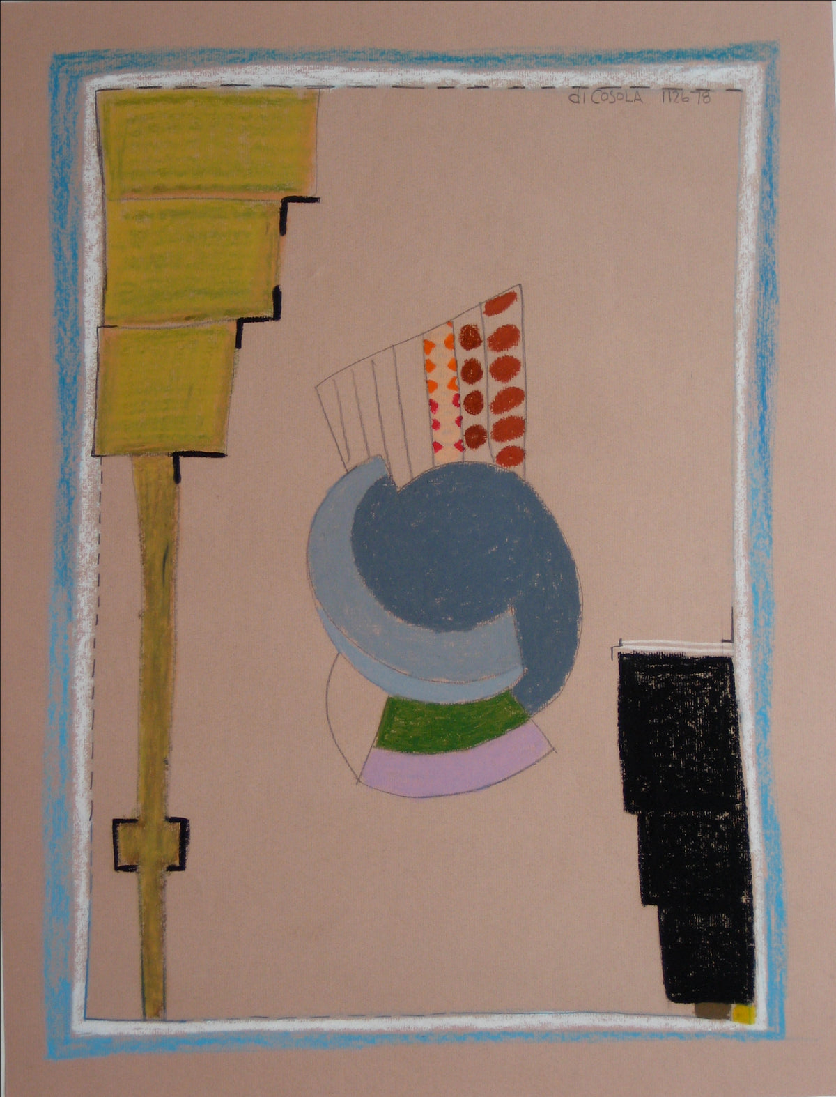 Colorful Abstract Drawing &lt;br&gt;1978 Graphite and Pastel&lt;br&gt;&lt;br&gt;#17060