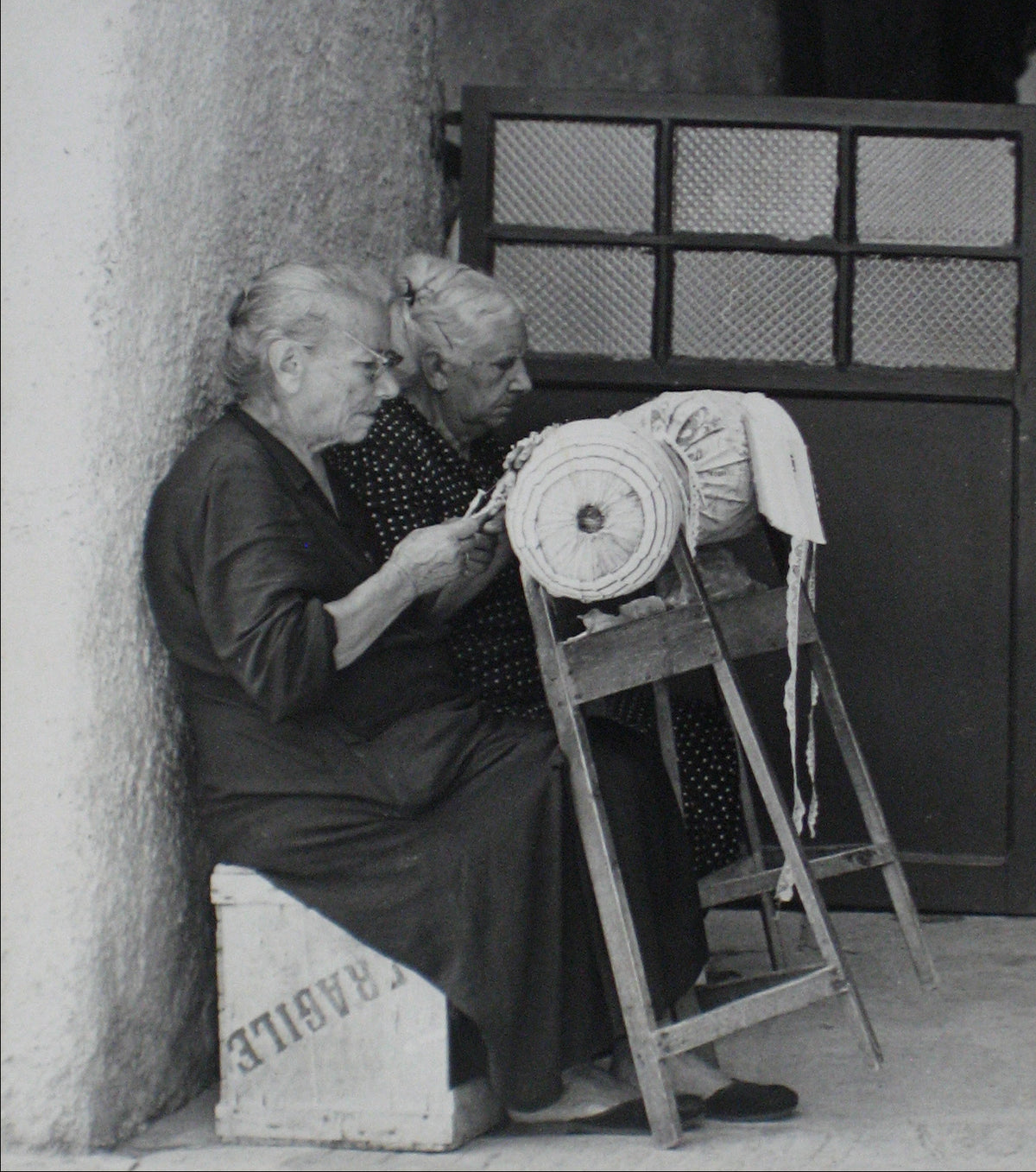 Two Women Knitting &lt;br&gt; France 1960s Silver Gelatin Print &lt;br&gt;&lt;br&gt;#12188