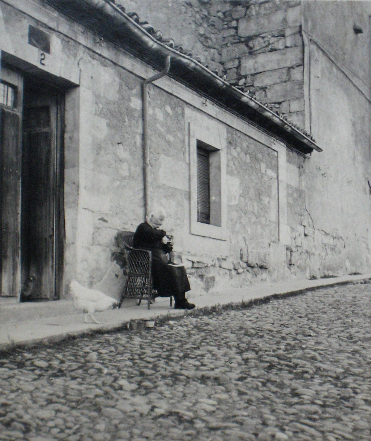 Elderly French Woman with Chicken &lt;br&gt;1960s Silver Gelatin Print &lt;br&gt;&lt;br&gt;#12290