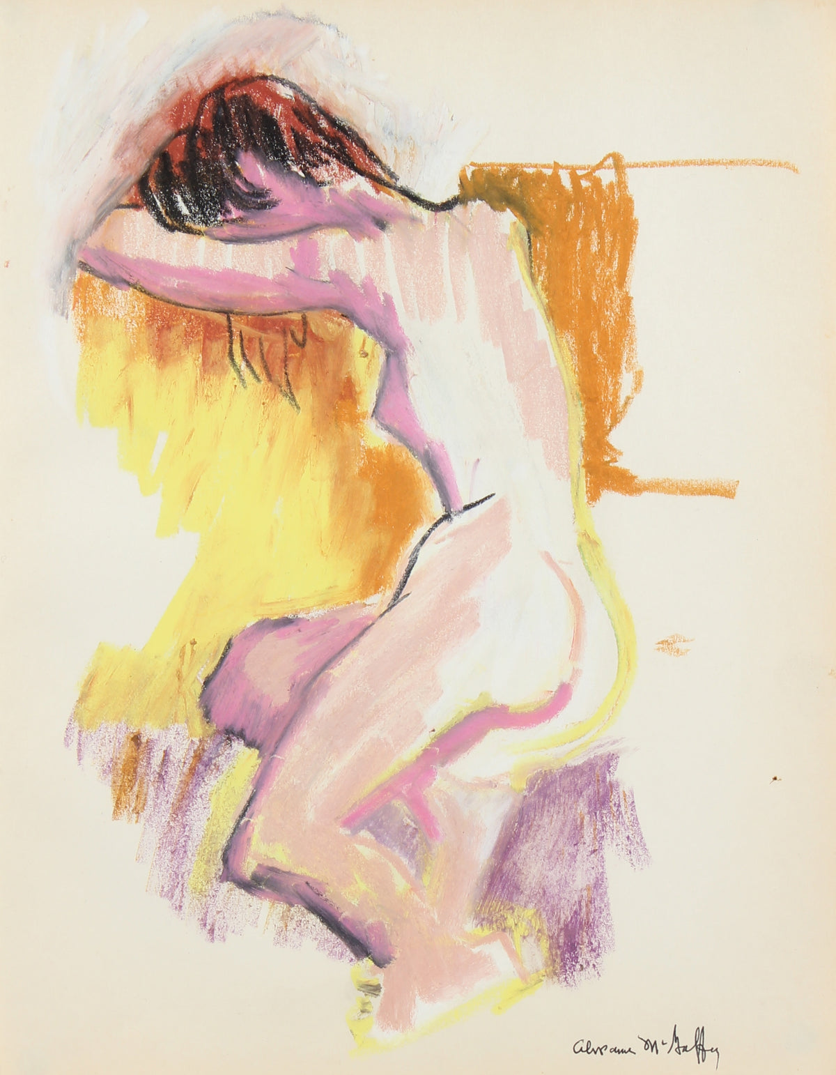 Colorful Female Nude &lt;br&gt;1950-60s Oil Pastel &lt;br&gt;&lt;br&gt;#22945