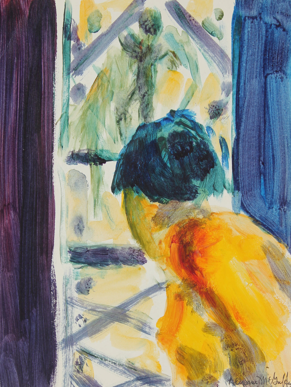 Figure at the Window &lt;br&gt;1950-60s Distemper &lt;br&gt;&lt;br&gt;#23255