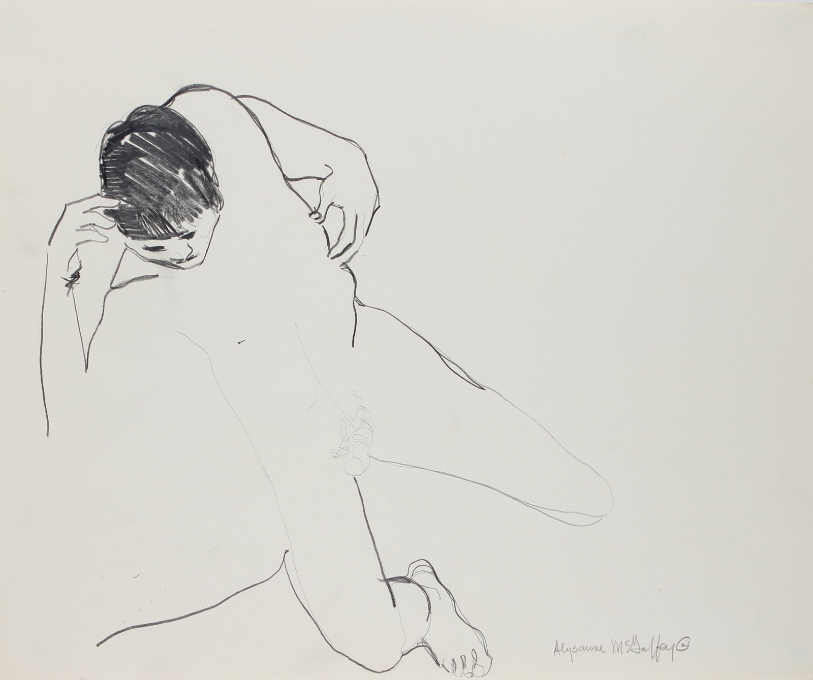 Loose Nude Sketch <br>1950-60s Charcoal & Graphite <br><br>#23402