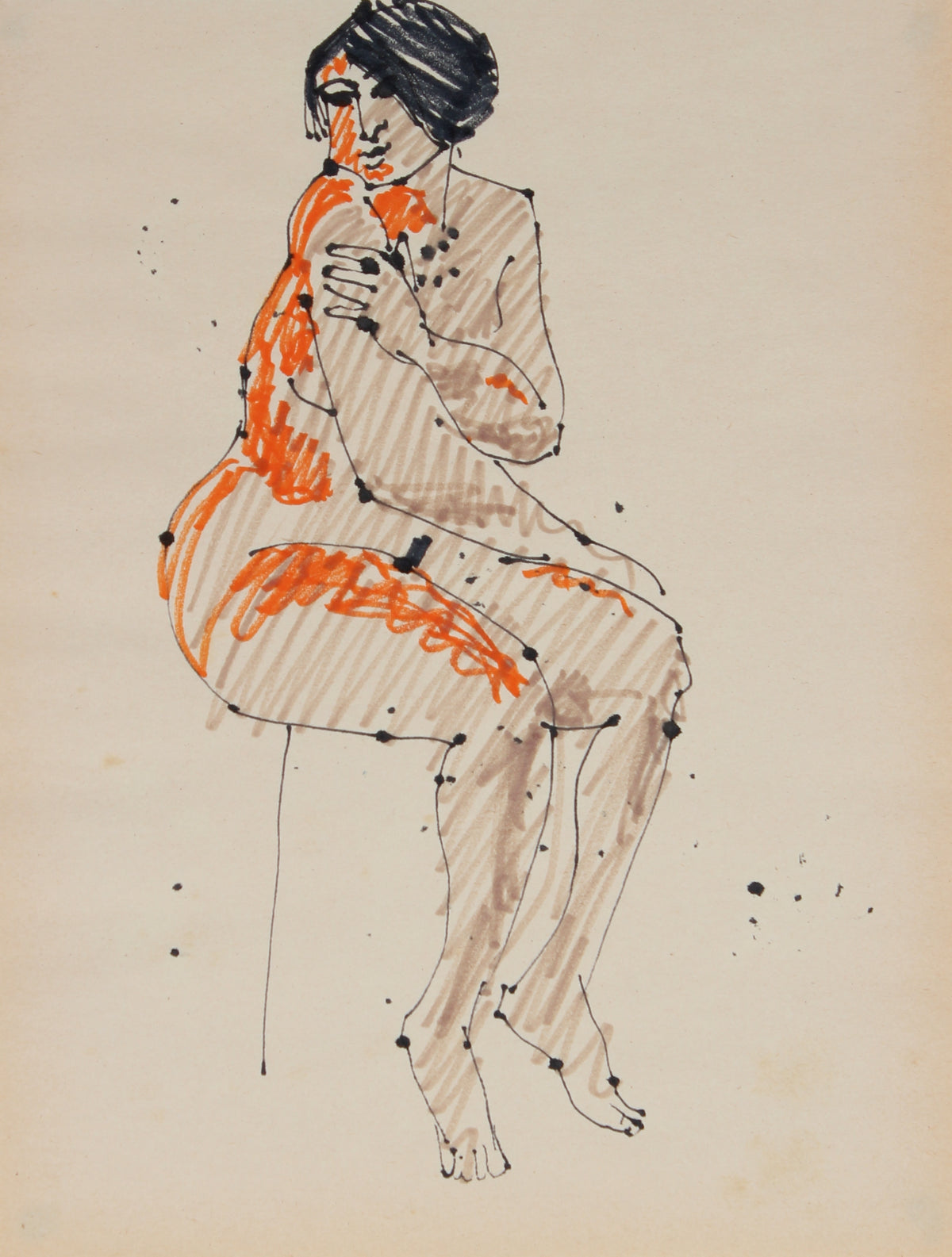 Seated Female Nude &lt;br&gt;1965 Ink &lt;br&gt;&lt;br&gt;#29746