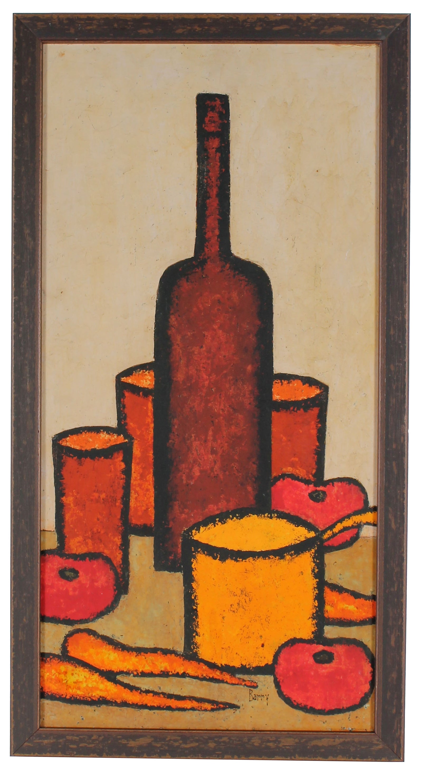 Warm Toned Still Life with Wine<br>20th Century Oil<br><br>#33457