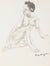 Expressionist Seated Female Nude <br>1940-50s Ink <br><br>#3845