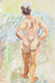 Expressionist Standing Nude Figure <br>1940-50s Watercolor <br><br>#3857