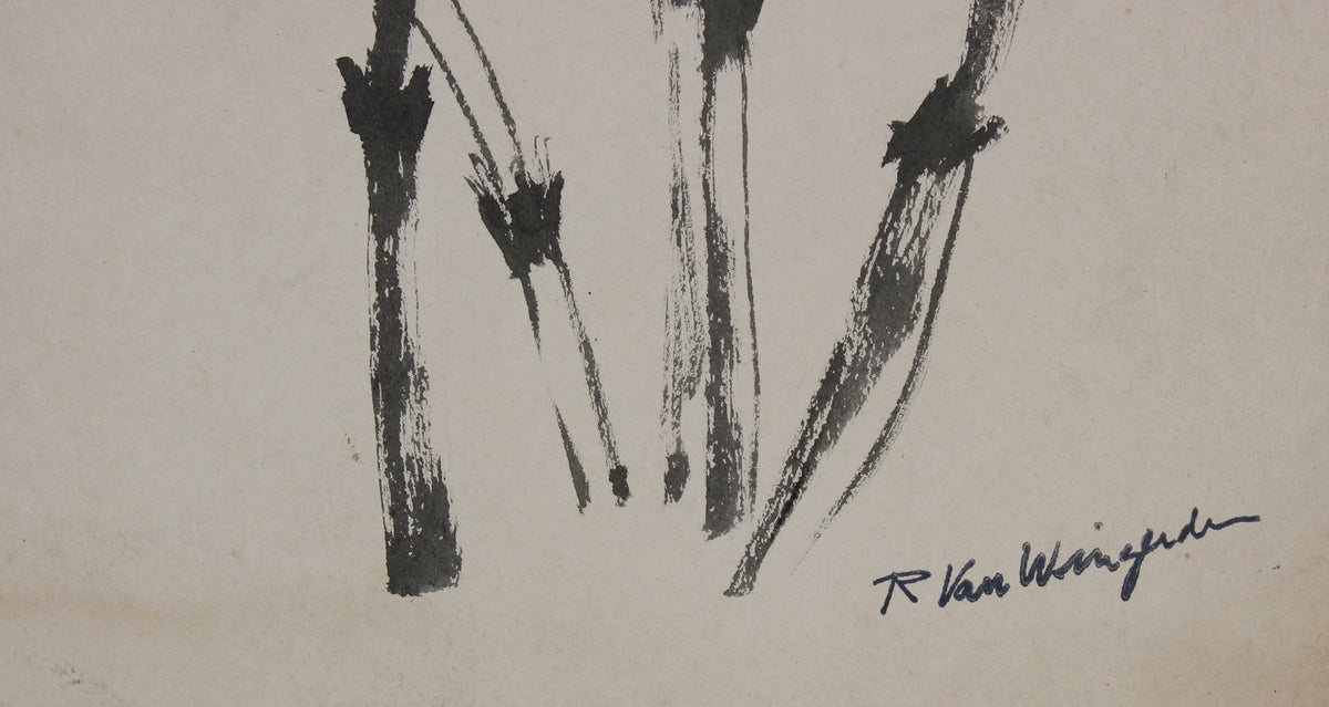 Monochrome Bamboo Stalks <br>Mid Century Ink <br><br>#4741