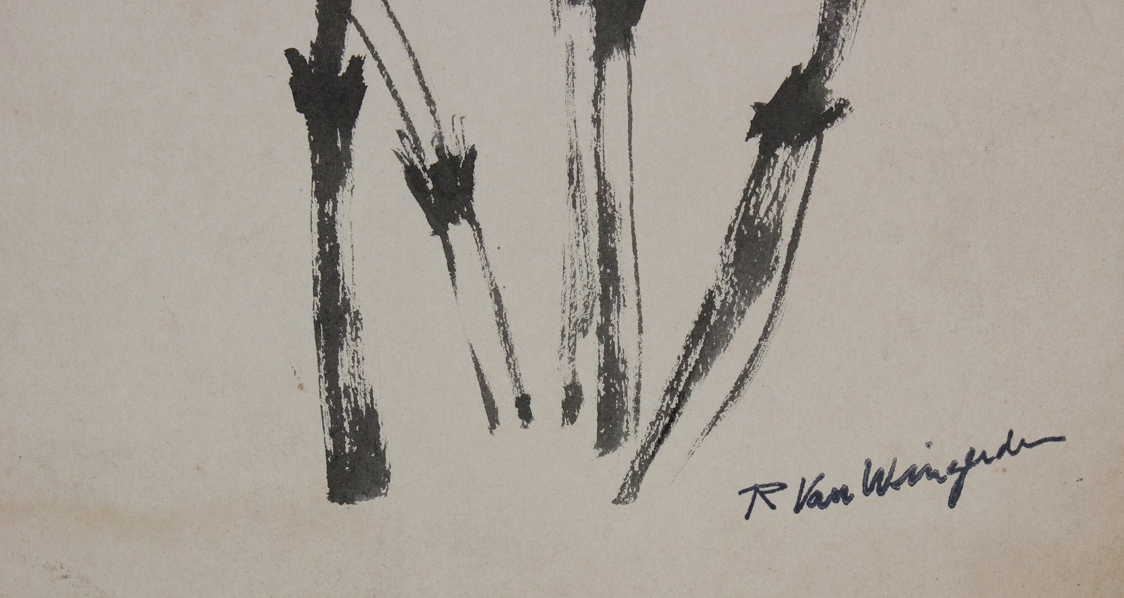 Monochrome Bamboo Stalks <br>Mid Century Ink <br><br>#4741