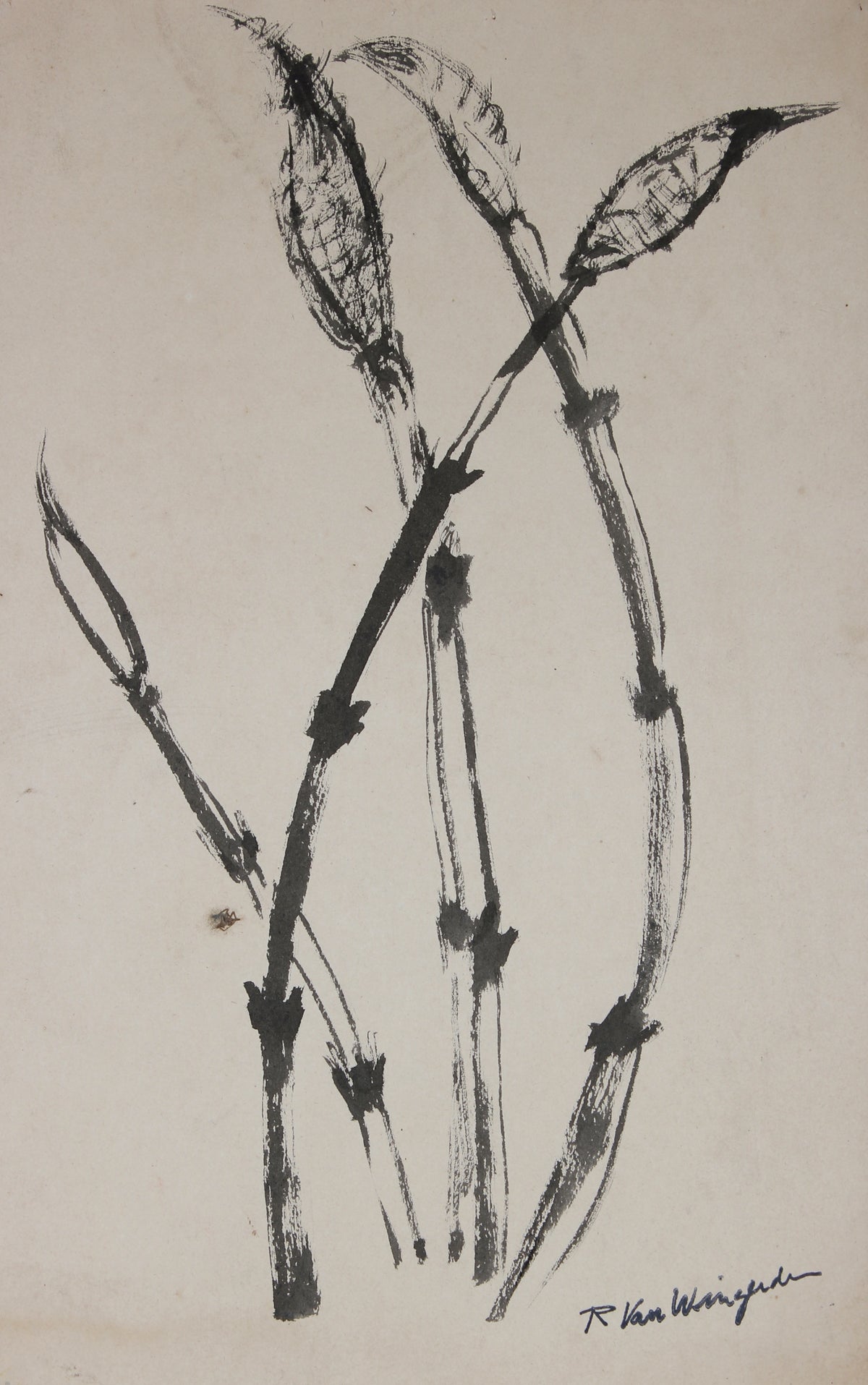 Monochrome Bamboo Stalks <br>Mid Century Ink <br><br>#4741