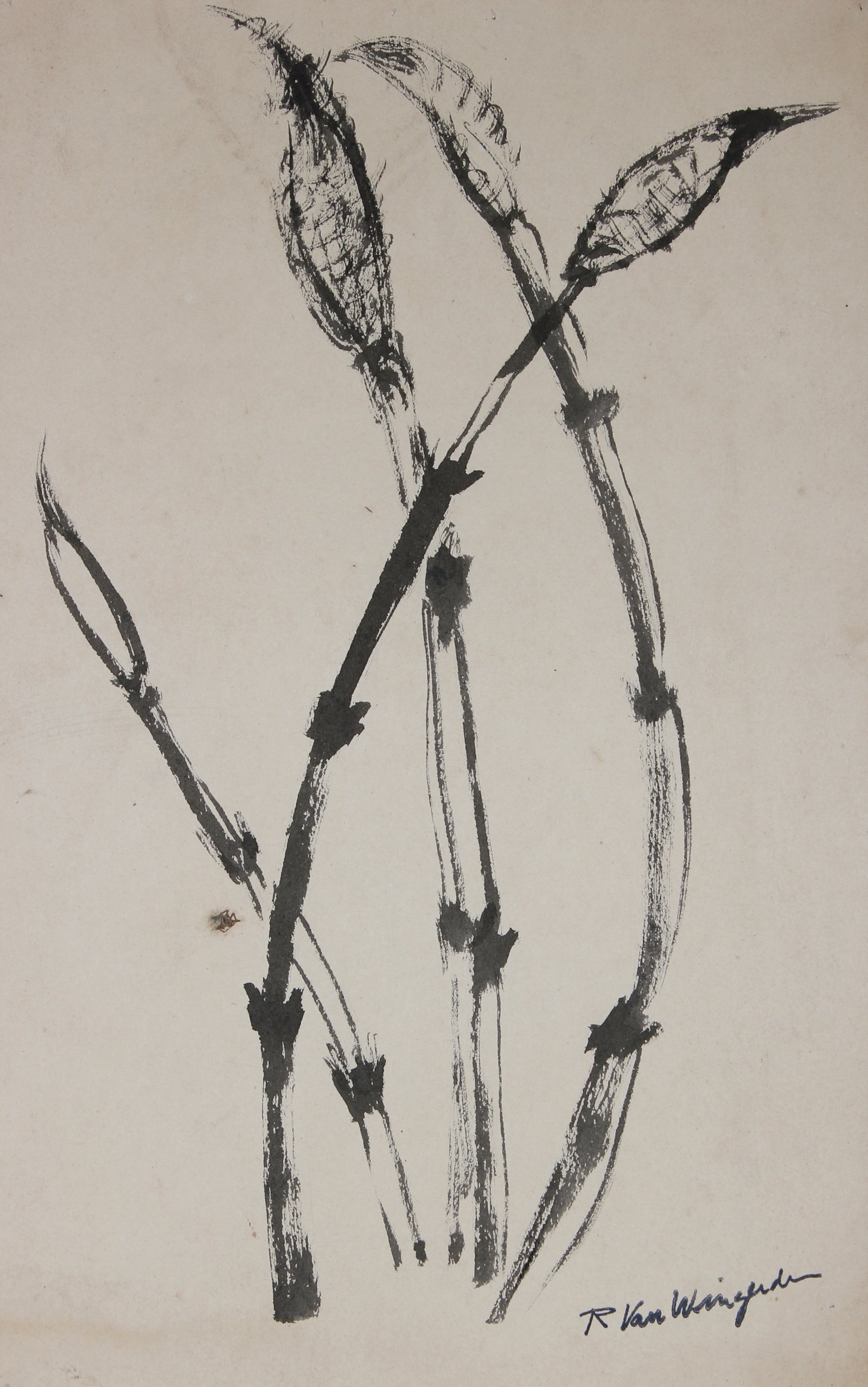 Monochrome Bamboo Stalks <br>Mid Century Ink <br><br>#4741