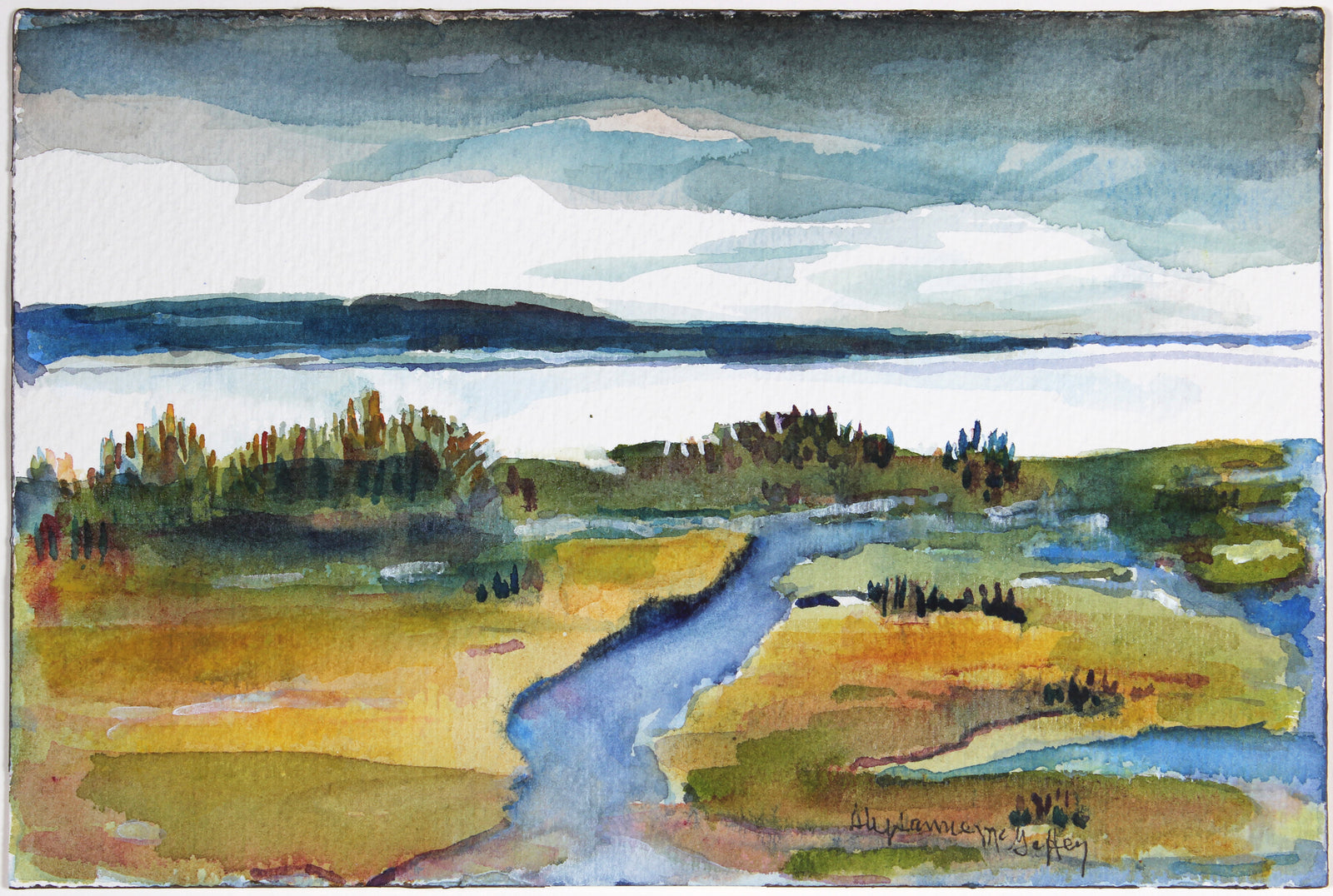 <i>West Marin Marshy Land, CA</i> <br>20th Century Watercolor <br><br>#44020